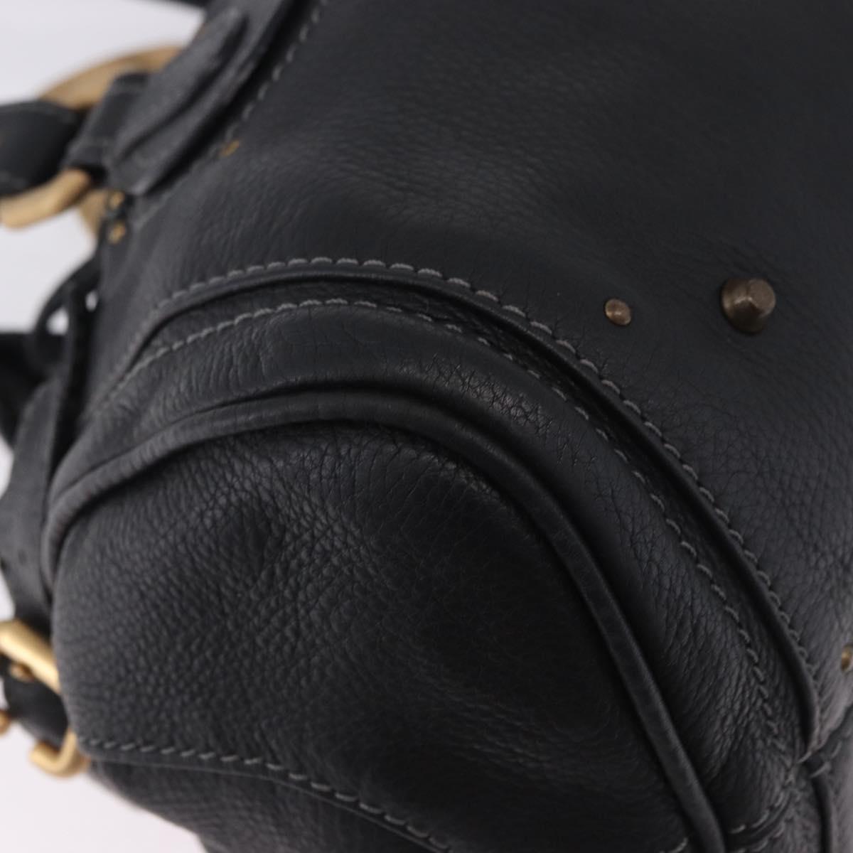Chloe Paddington Hand Bag Leather Black Gold Silver Auth ki6773M