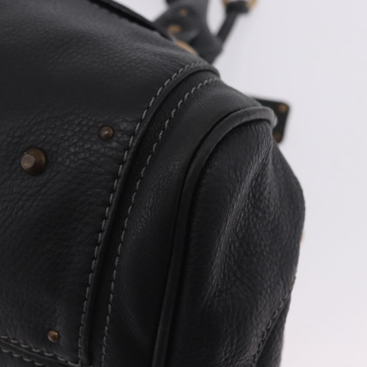 Chloe Paddington Hand Bag Leather Black Gold Silver Auth ki6773M