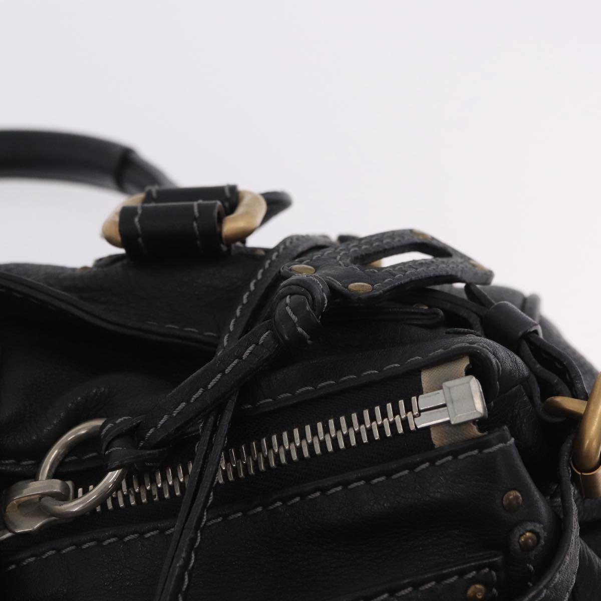 Chloe Paddington Hand Bag Leather Black Gold Silver Auth ki6773M