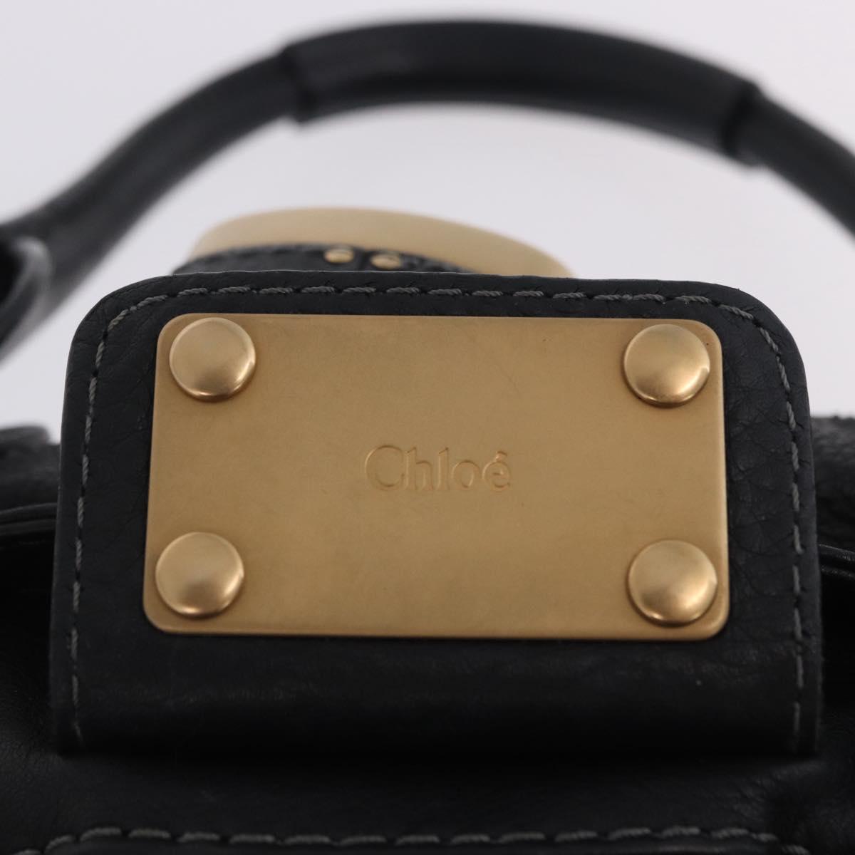 Chloe Paddington Hand Bag Leather Black Gold Silver Auth ki6773M