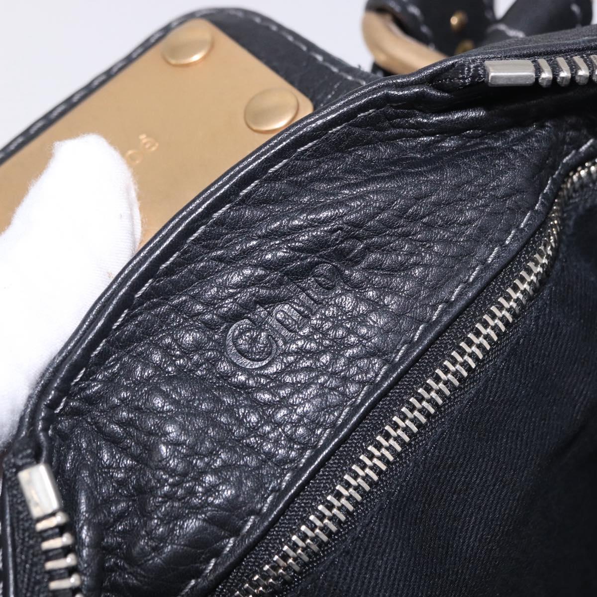 Chloe Paddington Hand Bag Leather Black Gold Silver Auth ki6773M