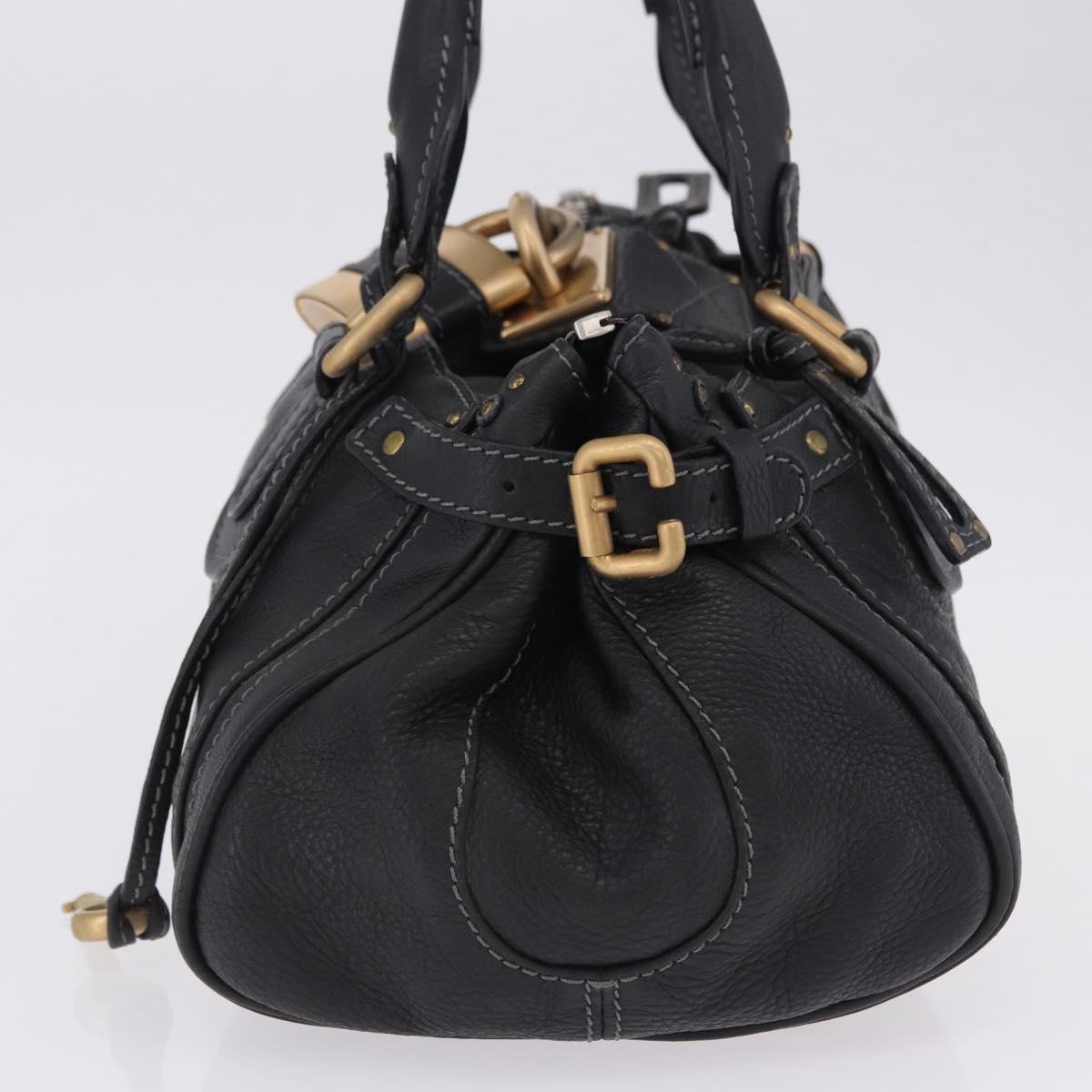 Chloe Paddington Hand Bag Leather Black Gold Silver Auth ki6773M