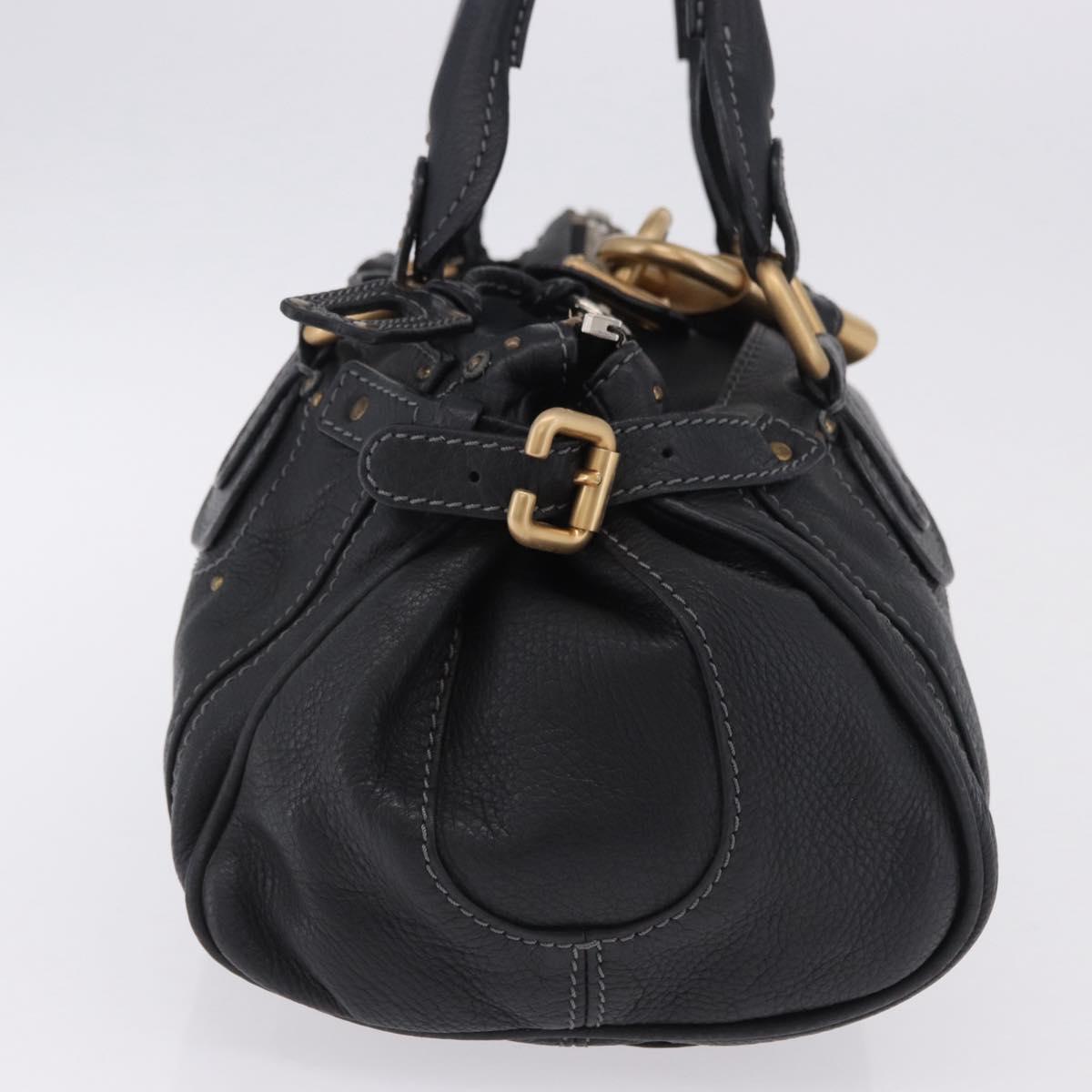 Chloe Paddington Hand Bag Leather Black Gold Silver Auth ki6773M