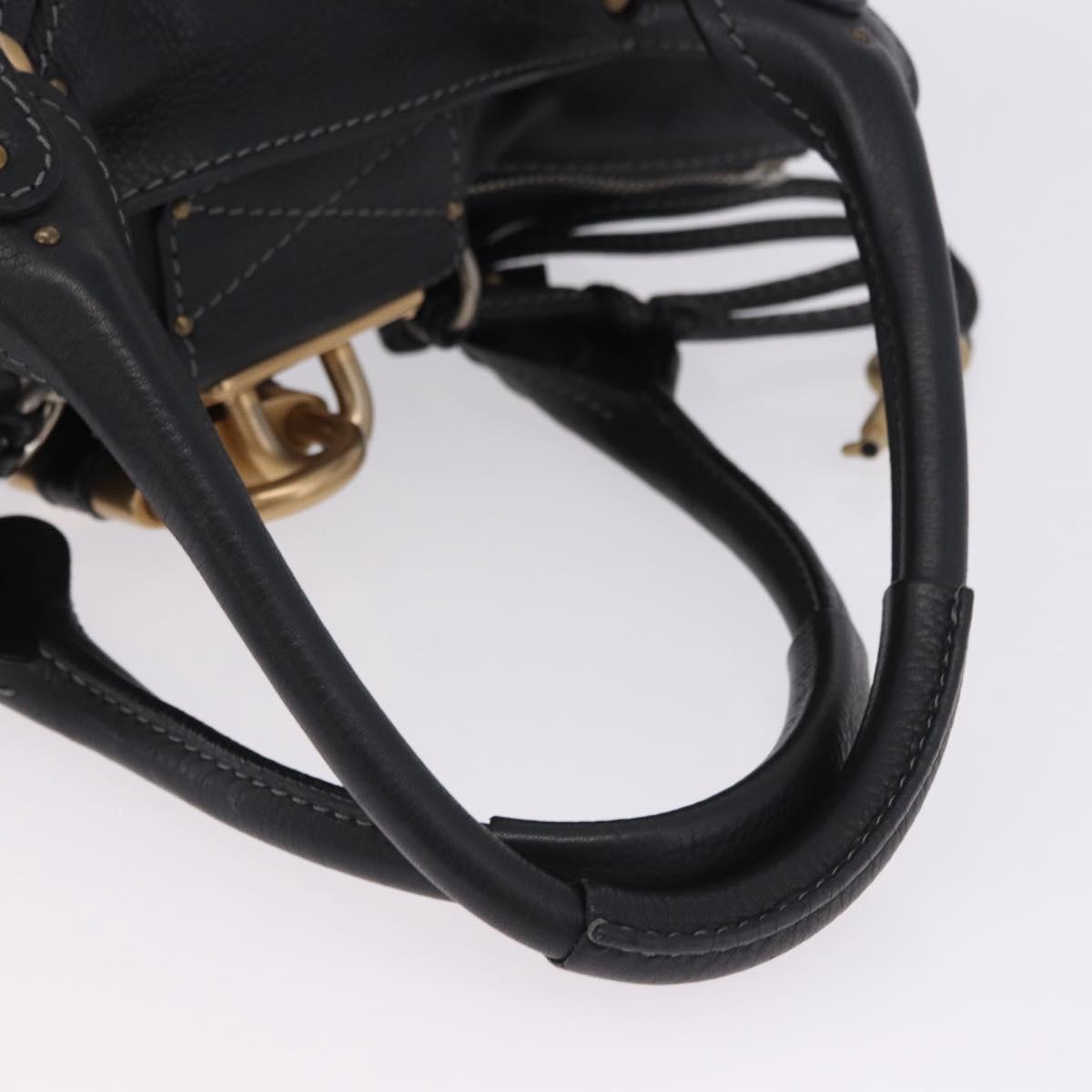 Chloe Paddington Hand Bag Leather Black Gold Silver Auth ki6773M