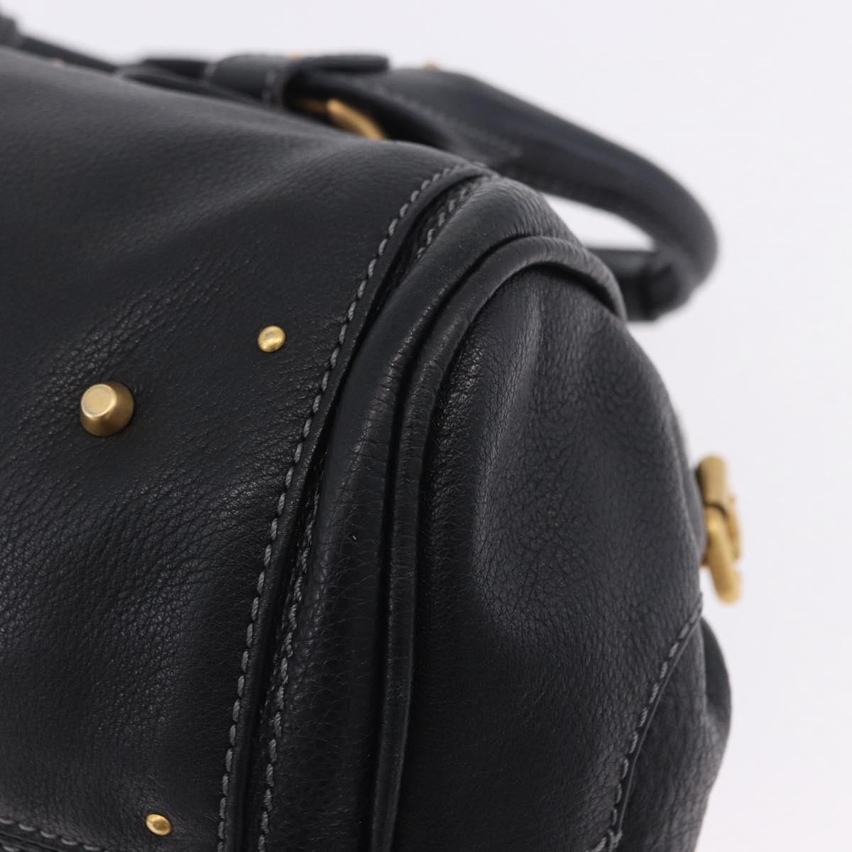 Chloe Paddington Hand Bag Leather Black Gold Silver Auth ki6774M