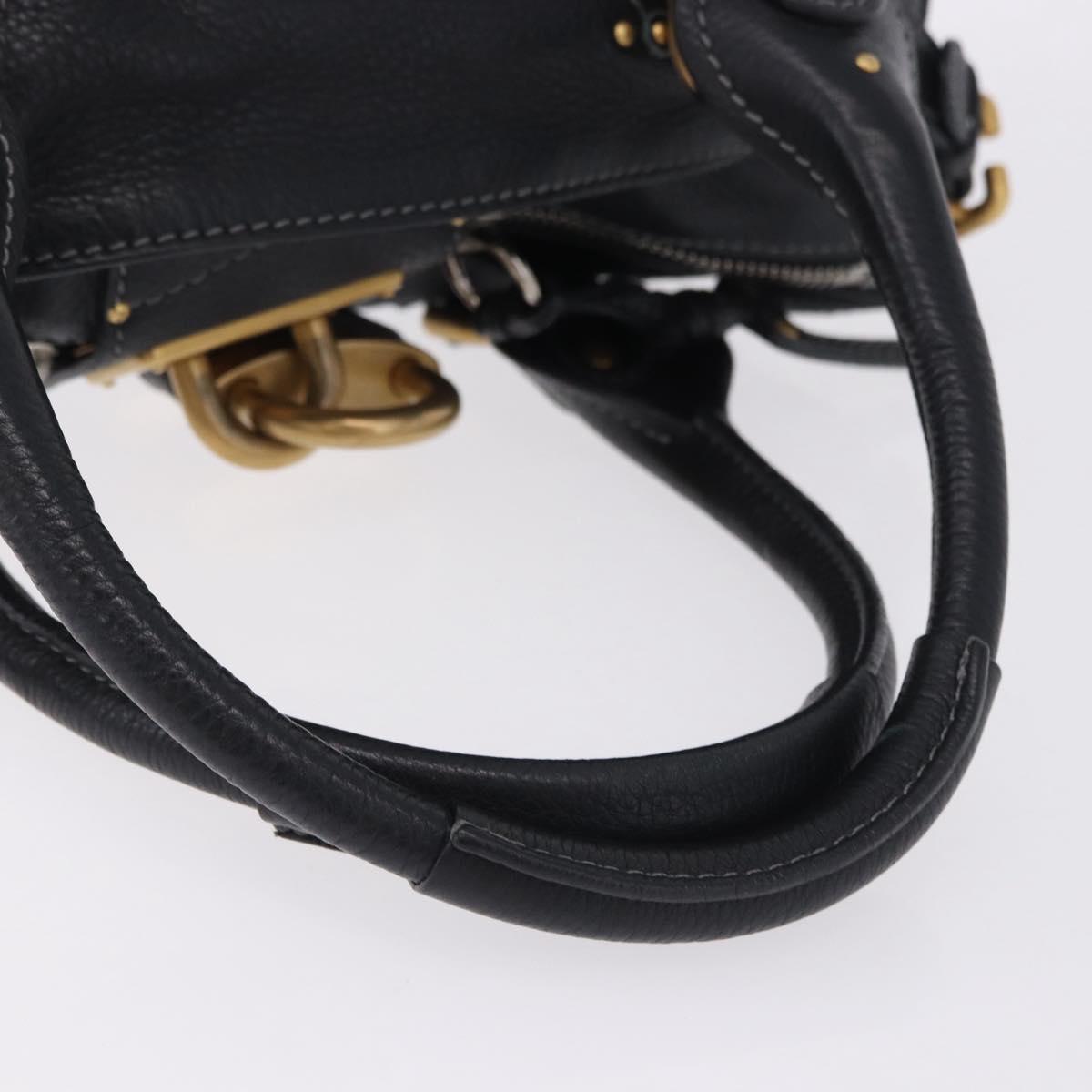 Chloe Paddington Hand Bag Leather Black Gold Silver Auth ki6774M