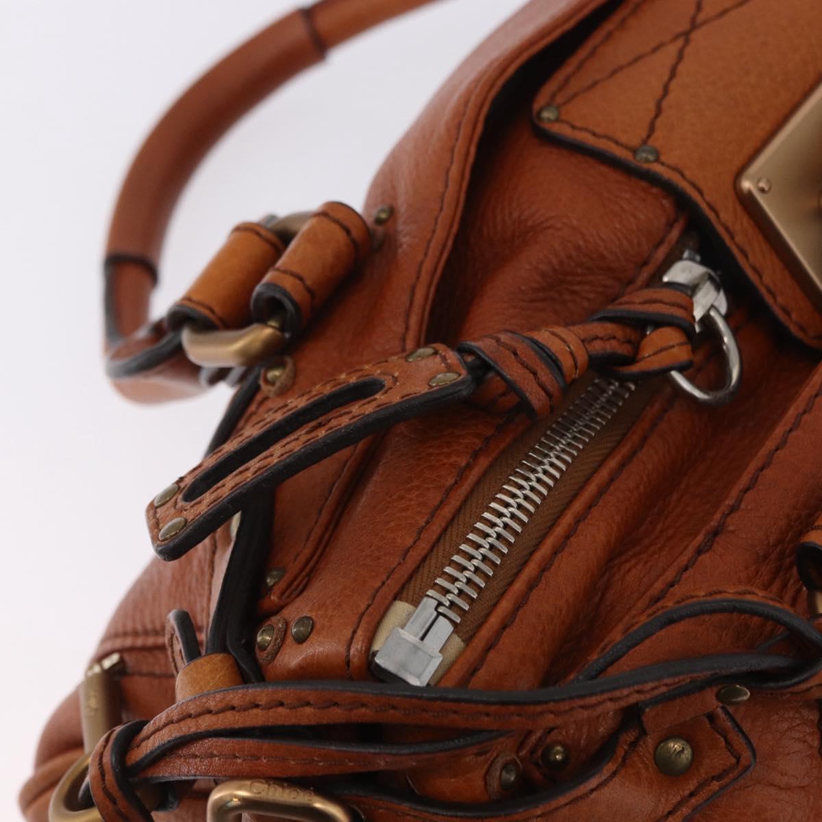 Chloe Paddington Hand Bag Leather Brown Gold Silver Auth ki6775M
