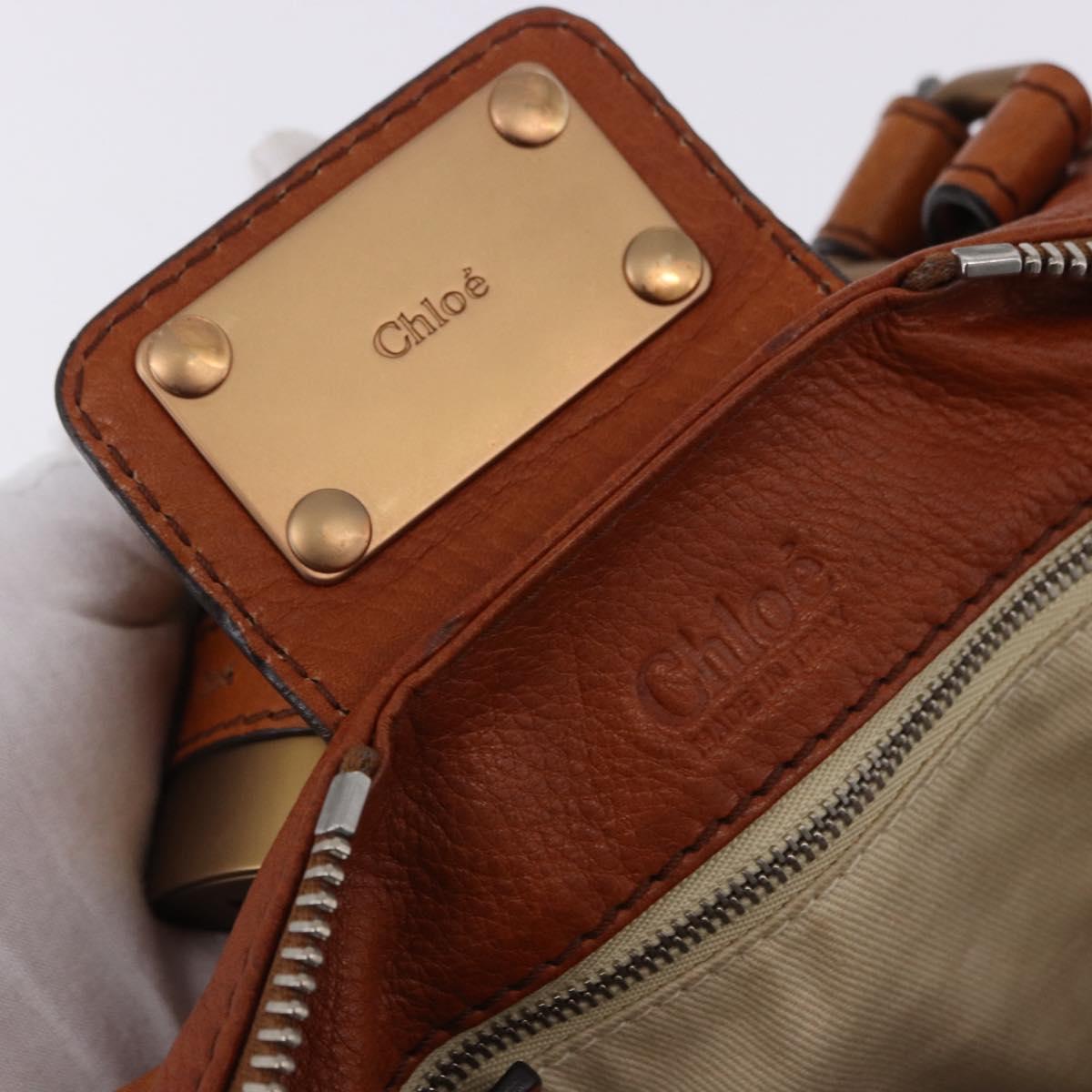 Chloe Paddington Hand Bag Leather Brown Gold Silver Auth ki6775M