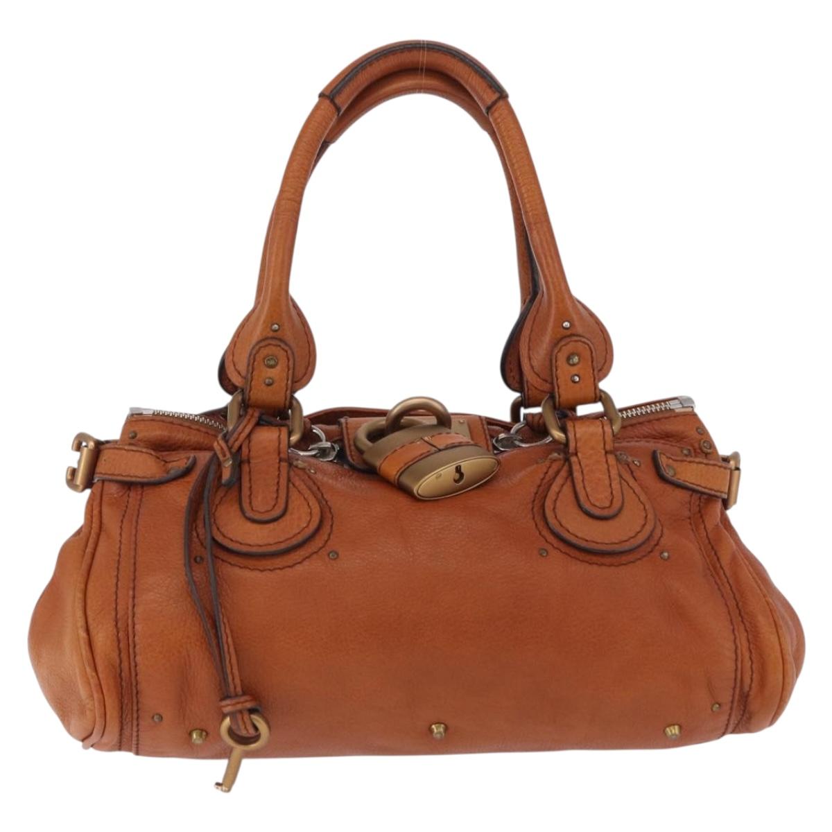 Chloe Paddington Hand Bag Leather Brown Gold Silver Auth ki6775M