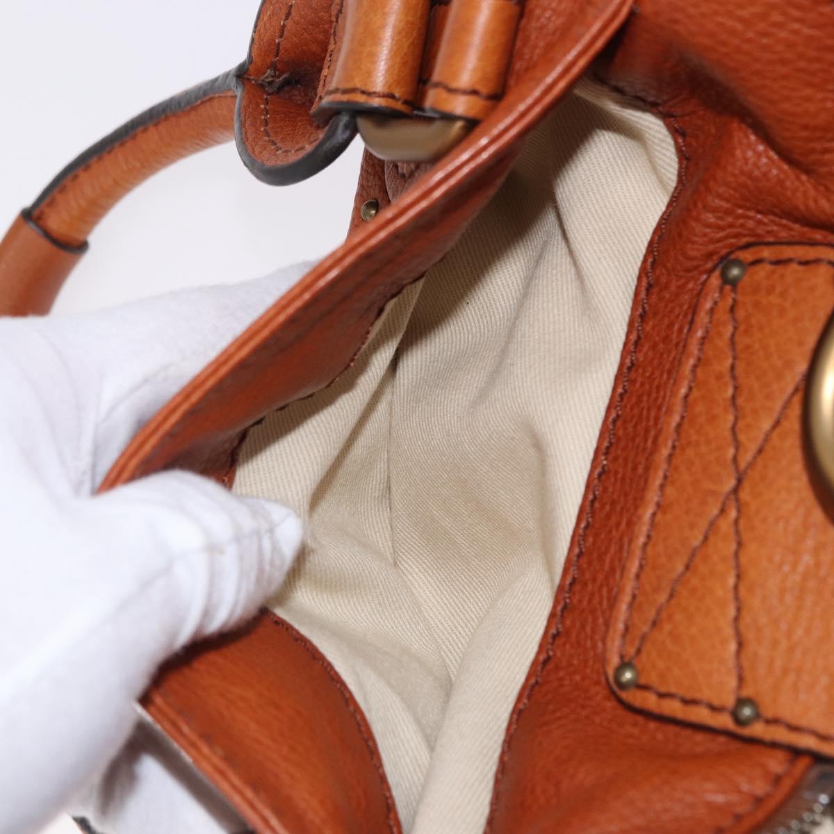 Chloe Paddington Hand Bag Leather Brown Gold Silver Auth ki6775M