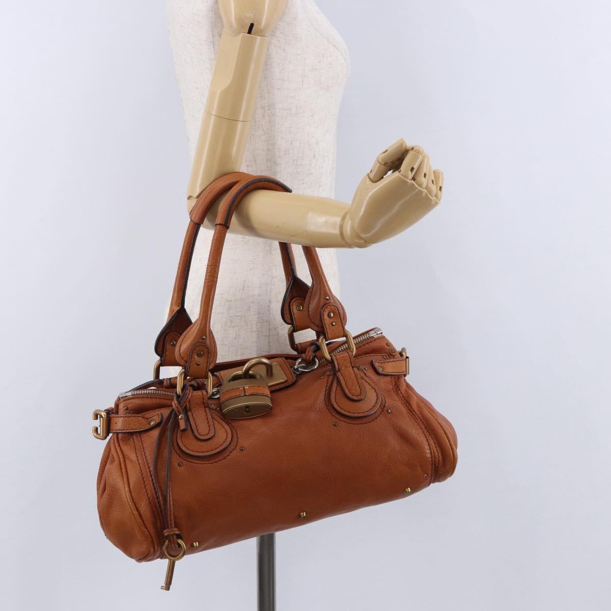 Chloe Paddington Hand Bag Leather Brown Gold Silver Auth ki6775M