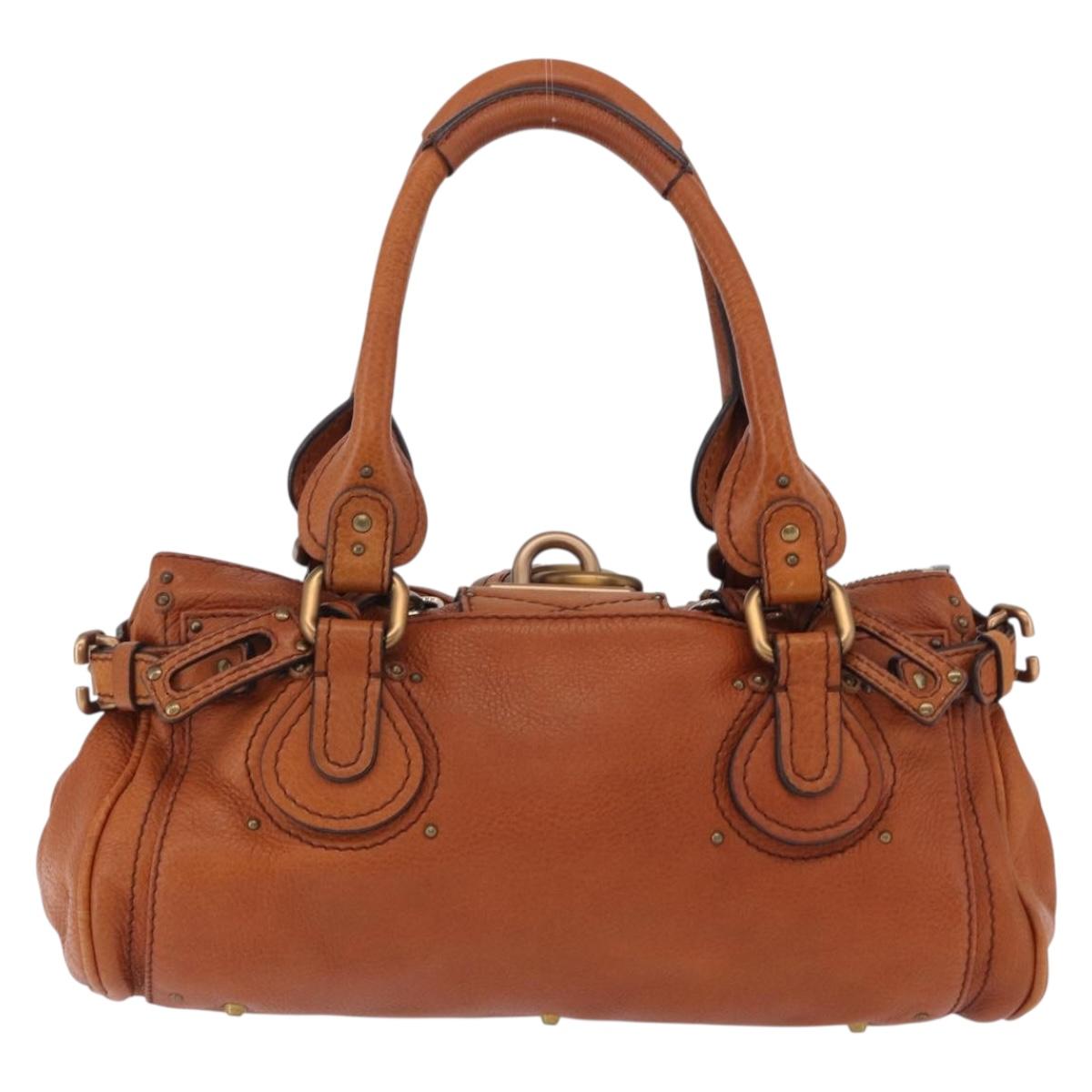 Chloe Paddington Hand Bag Leather Brown Gold Silver Auth ki6775M