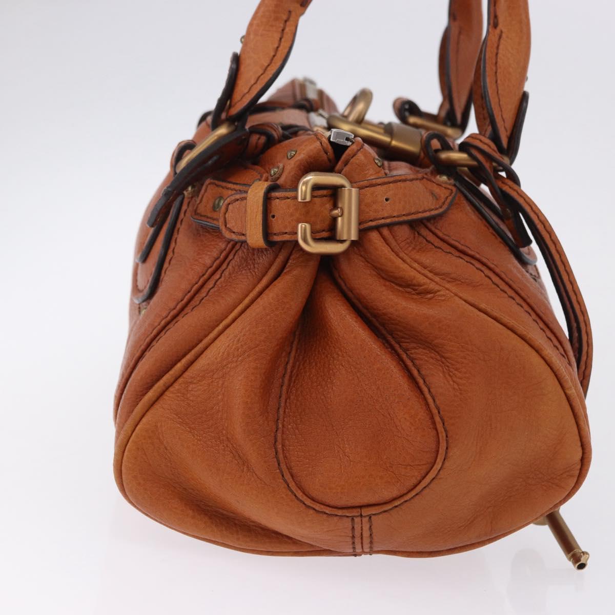Chloe Paddington Hand Bag Leather Brown Gold Silver Auth ki6775M