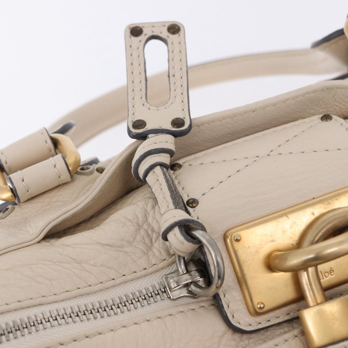 Chloe Paddington Hand Bag Leather Beige Gold Silver Auth ki6776M