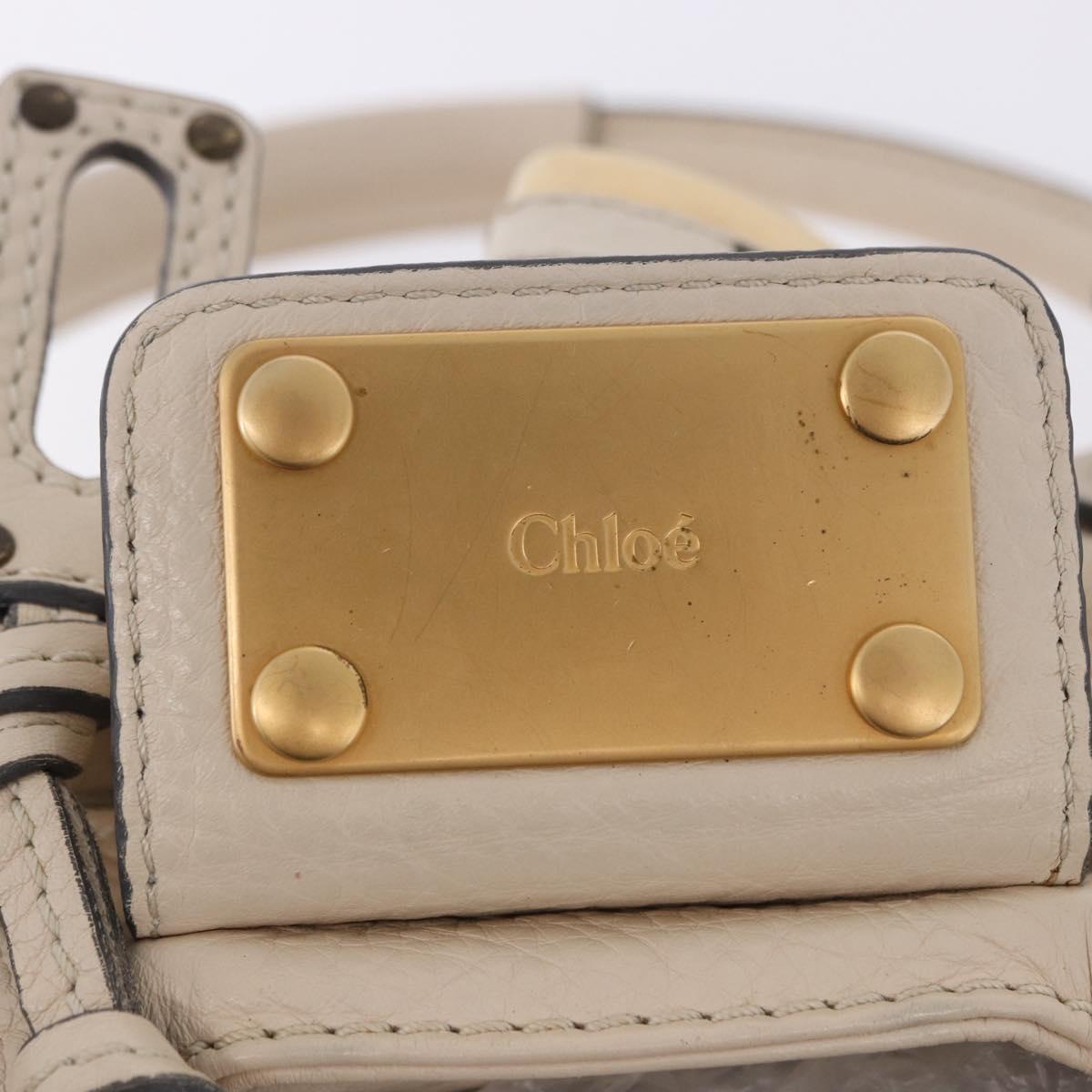 Chloe Paddington Hand Bag Leather Beige Gold Silver Auth ki6776M