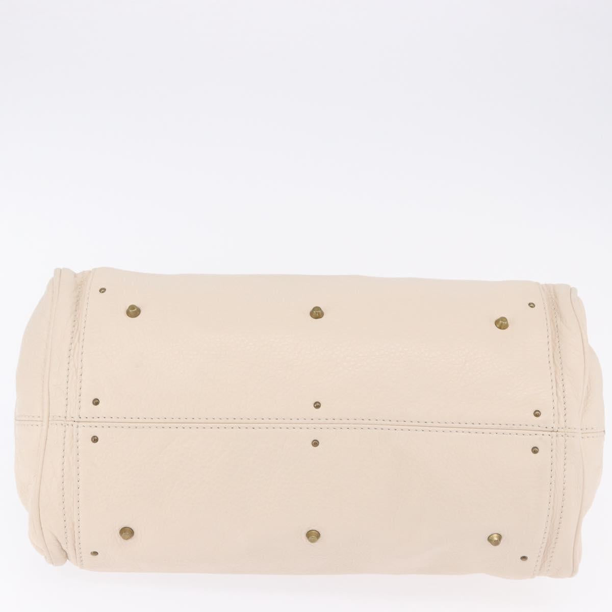 Chloe Paddington Hand Bag Leather Beige Gold Silver Auth ki6776M