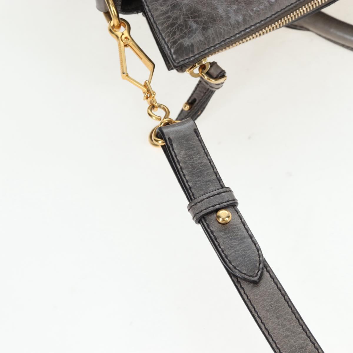 Miu Miu Hand Bag Leather 2way Gray Gold Auth ki6785M