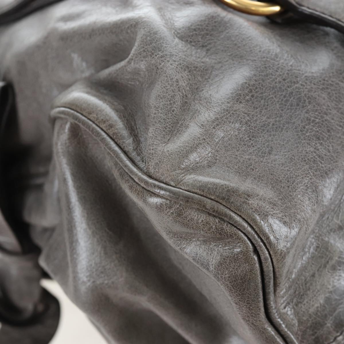 Miu Miu Hand Bag Leather 2way Gray Gold Auth ki6785M