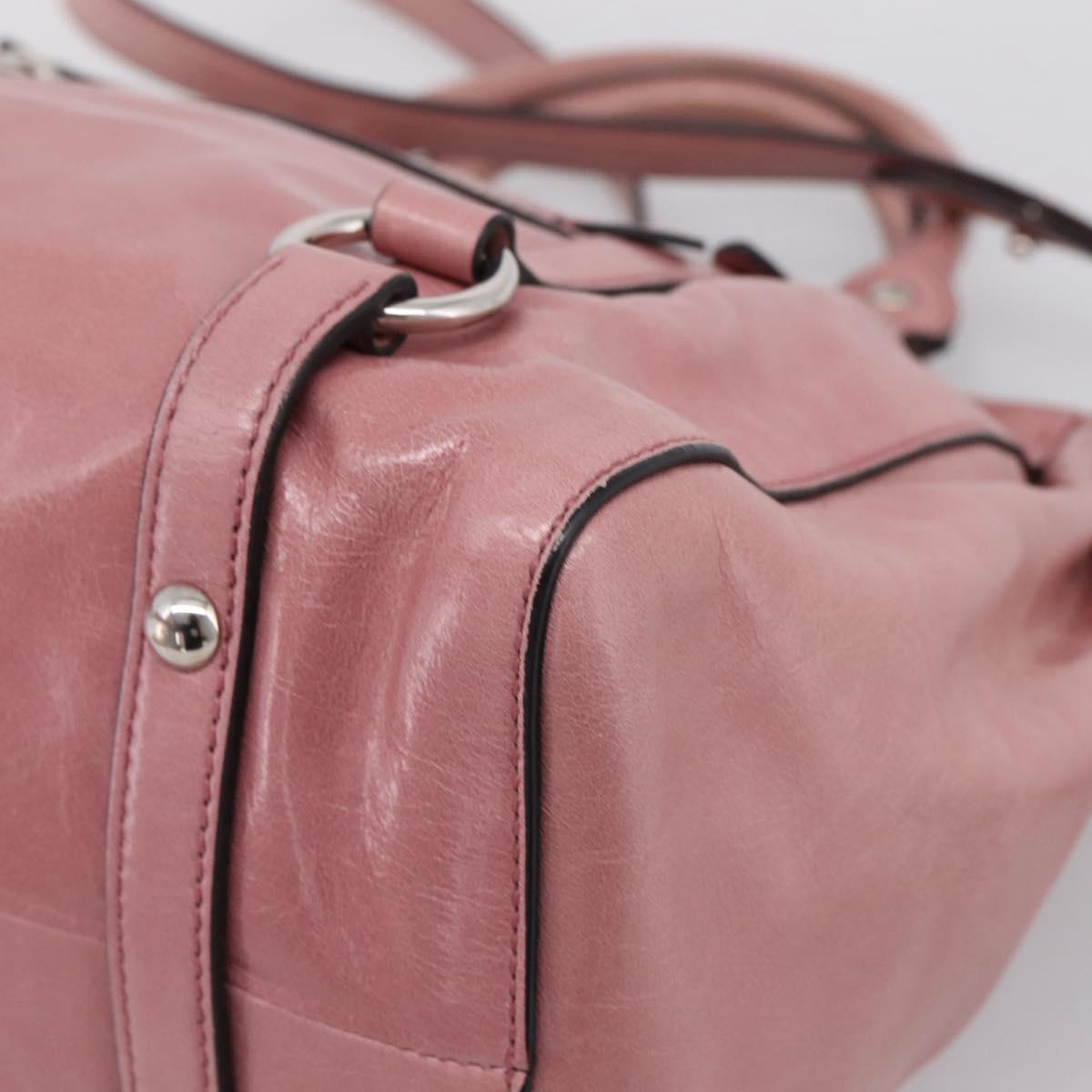 Miu Miu Hand Bag Leather 2way Pink Silver Auth ki6786M