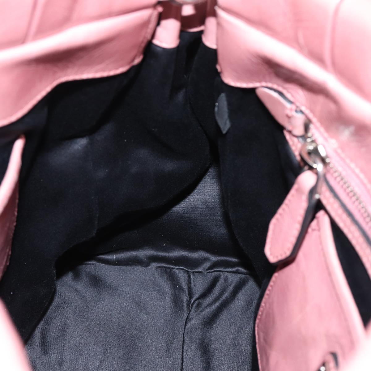 Miu Miu Hand Bag Leather 2way Pink Silver Auth ki6786M