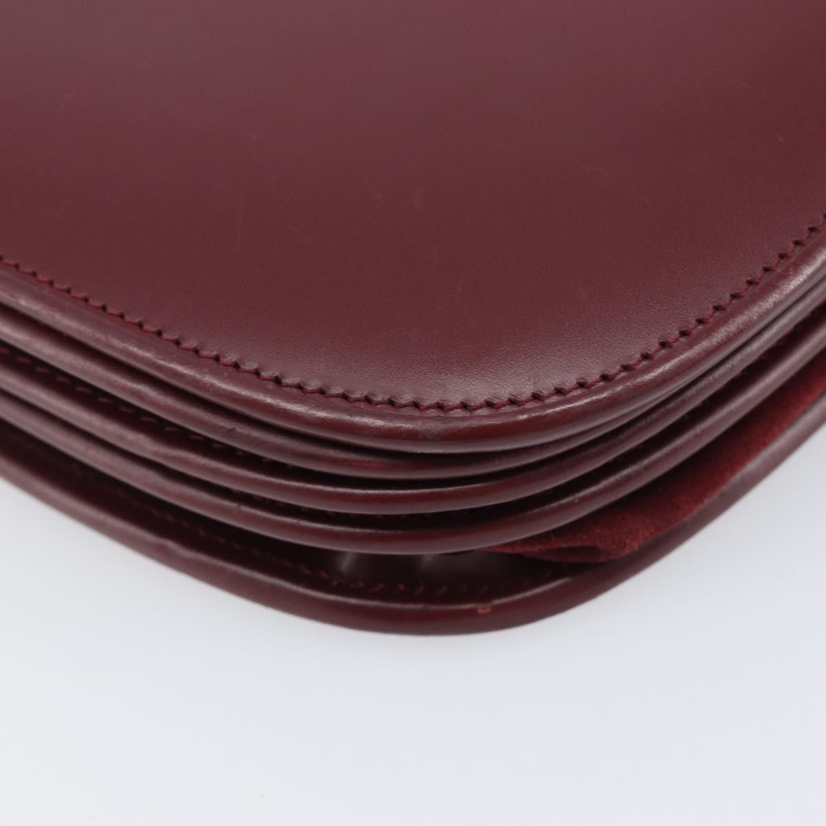 CARTIER Must Line Shoulder Bag Leather Bordeaux Gold Auth ki6787A