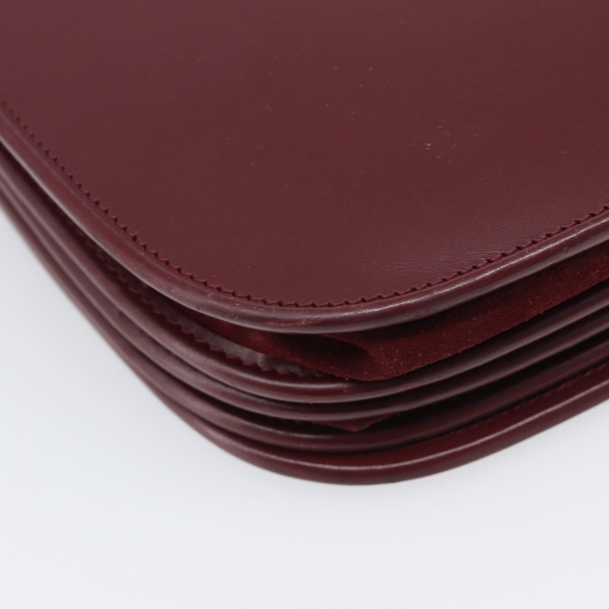 CARTIER Must Line Shoulder Bag Leather Bordeaux Gold Auth ki6787A