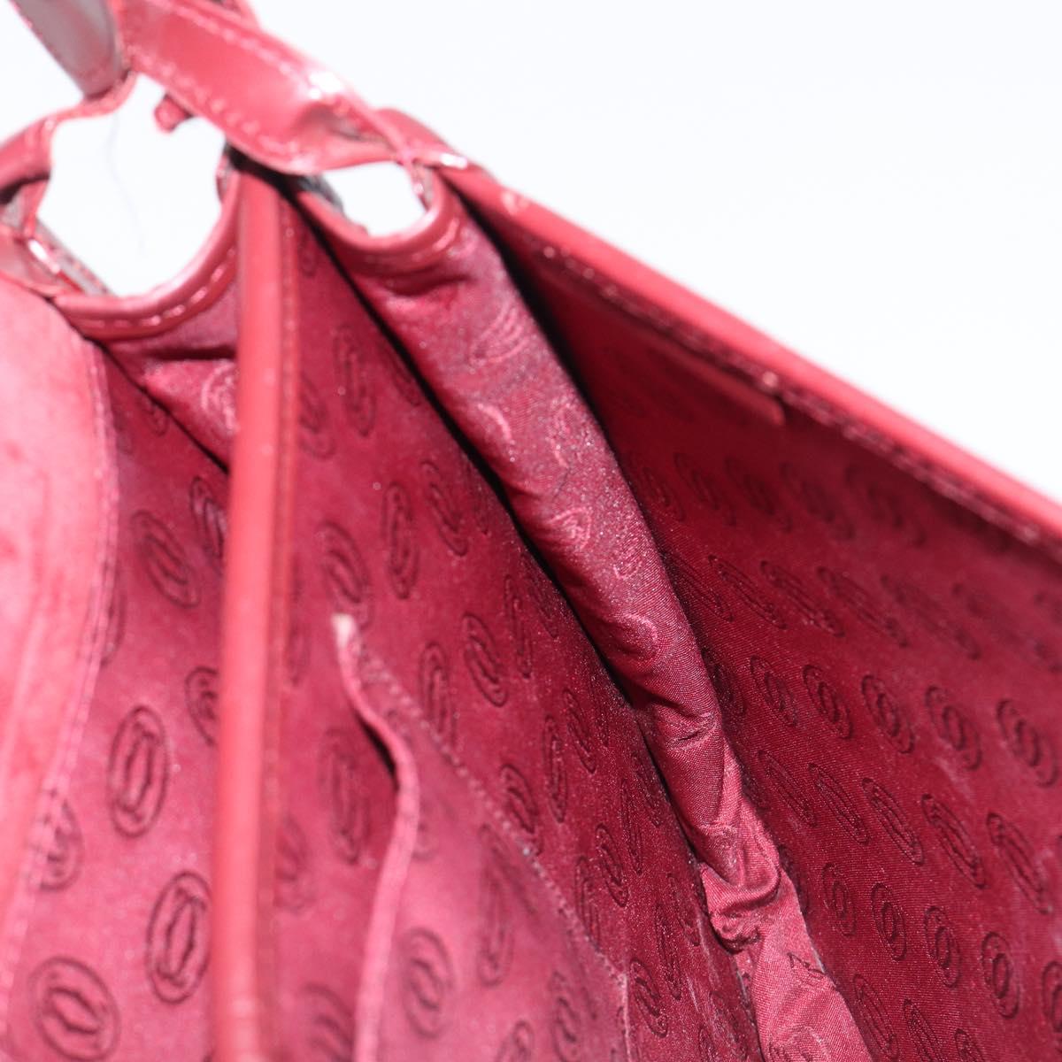 CARTIER Must Line Shoulder Bag Leather Bordeaux Gold Auth ki6787A
