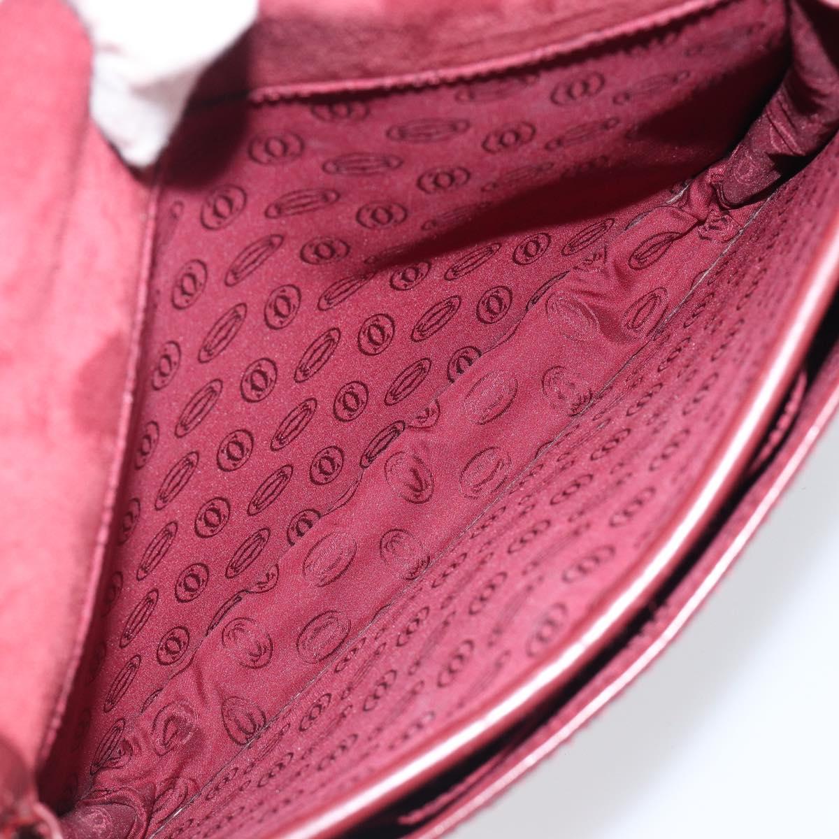 CARTIER Must Line Shoulder Bag Leather Bordeaux Gold Auth ki6787A