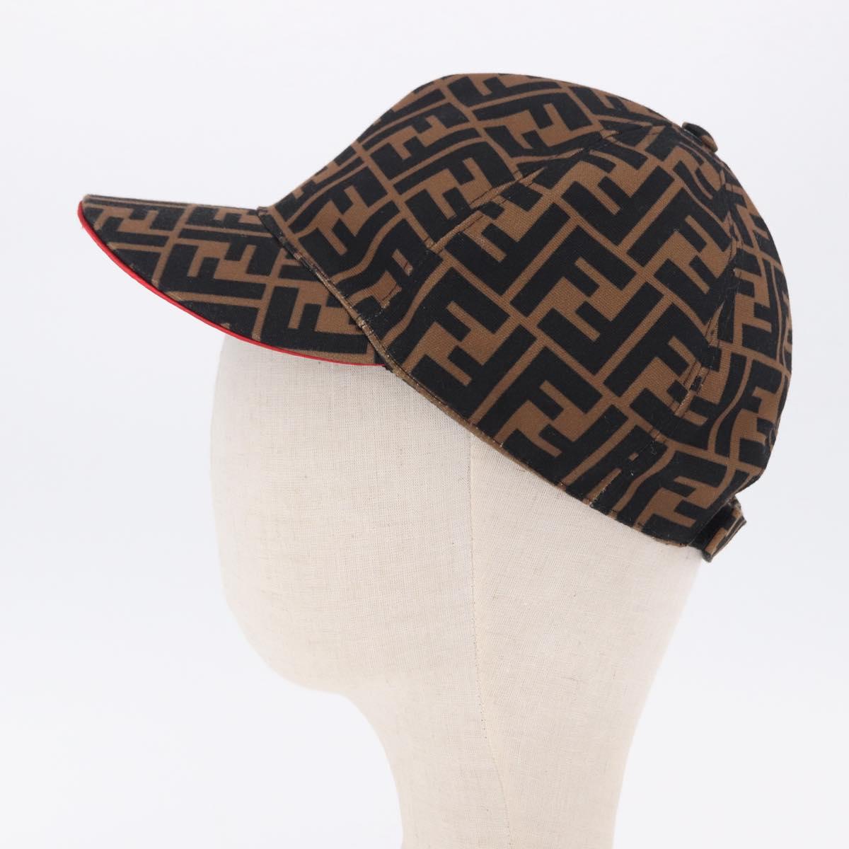 FENDI Zucca Canvas Cap Brown Black Auth ki6793M