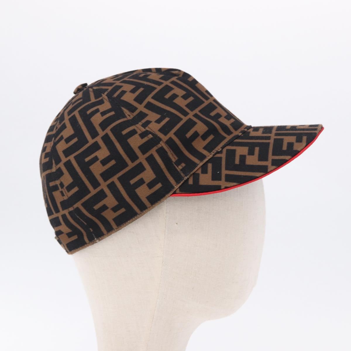FENDI Zucca Canvas Cap Brown Black Auth ki6793M