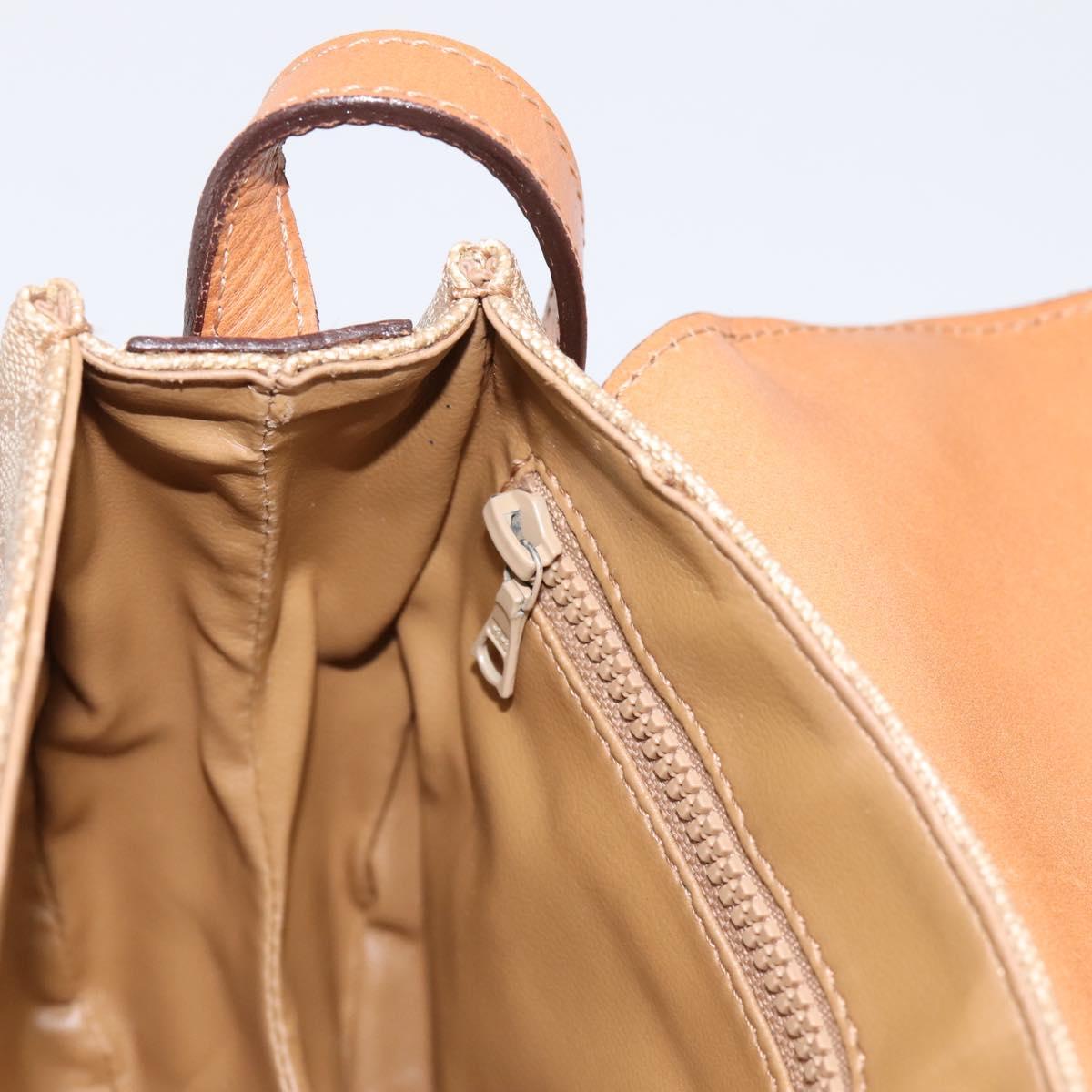 CELINE Macadam Canvas Shoulder Bag PVC Beige Gold Auth ki6798V