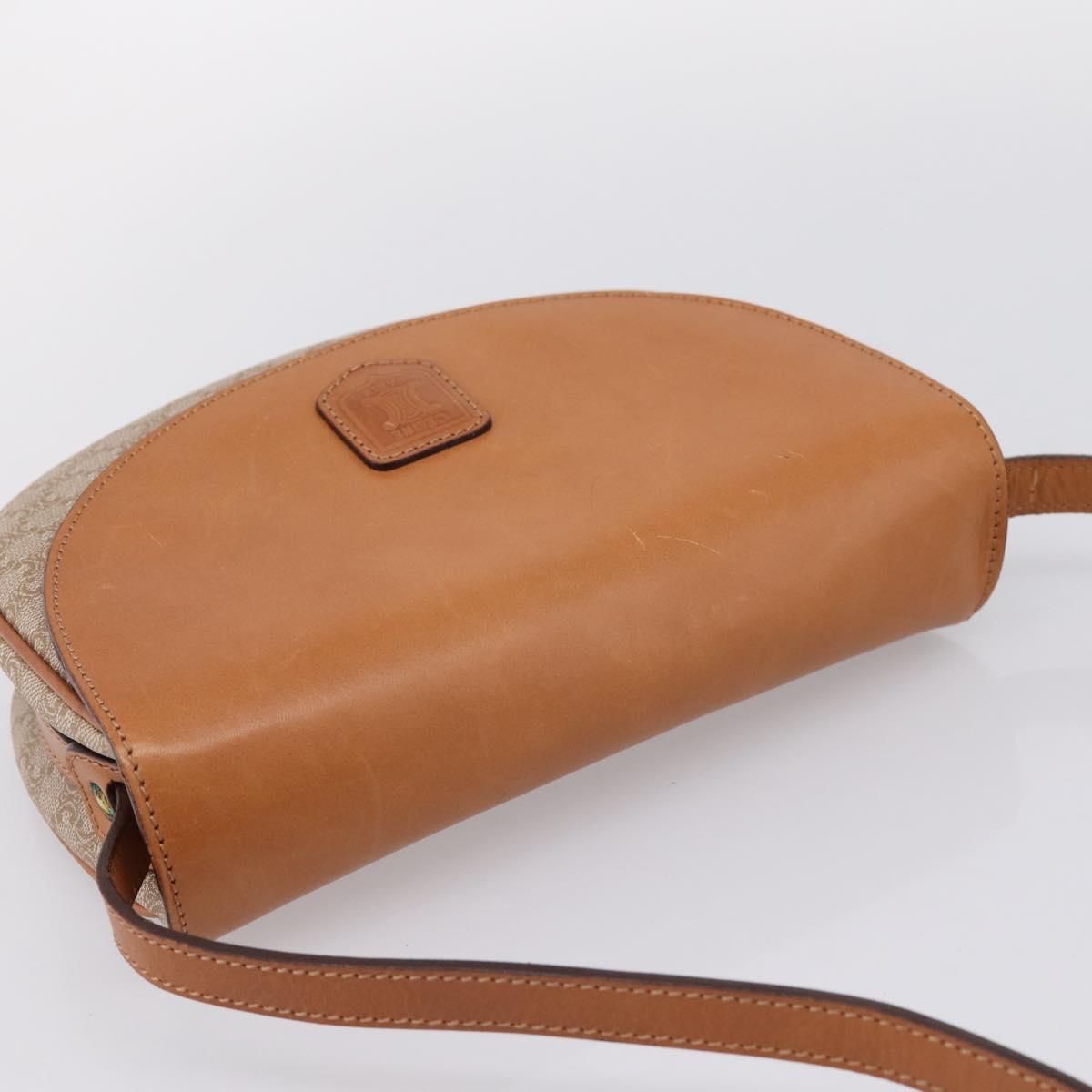 CELINE Macadam Canvas Shoulder Bag PVC Beige Gold Auth ki6798V