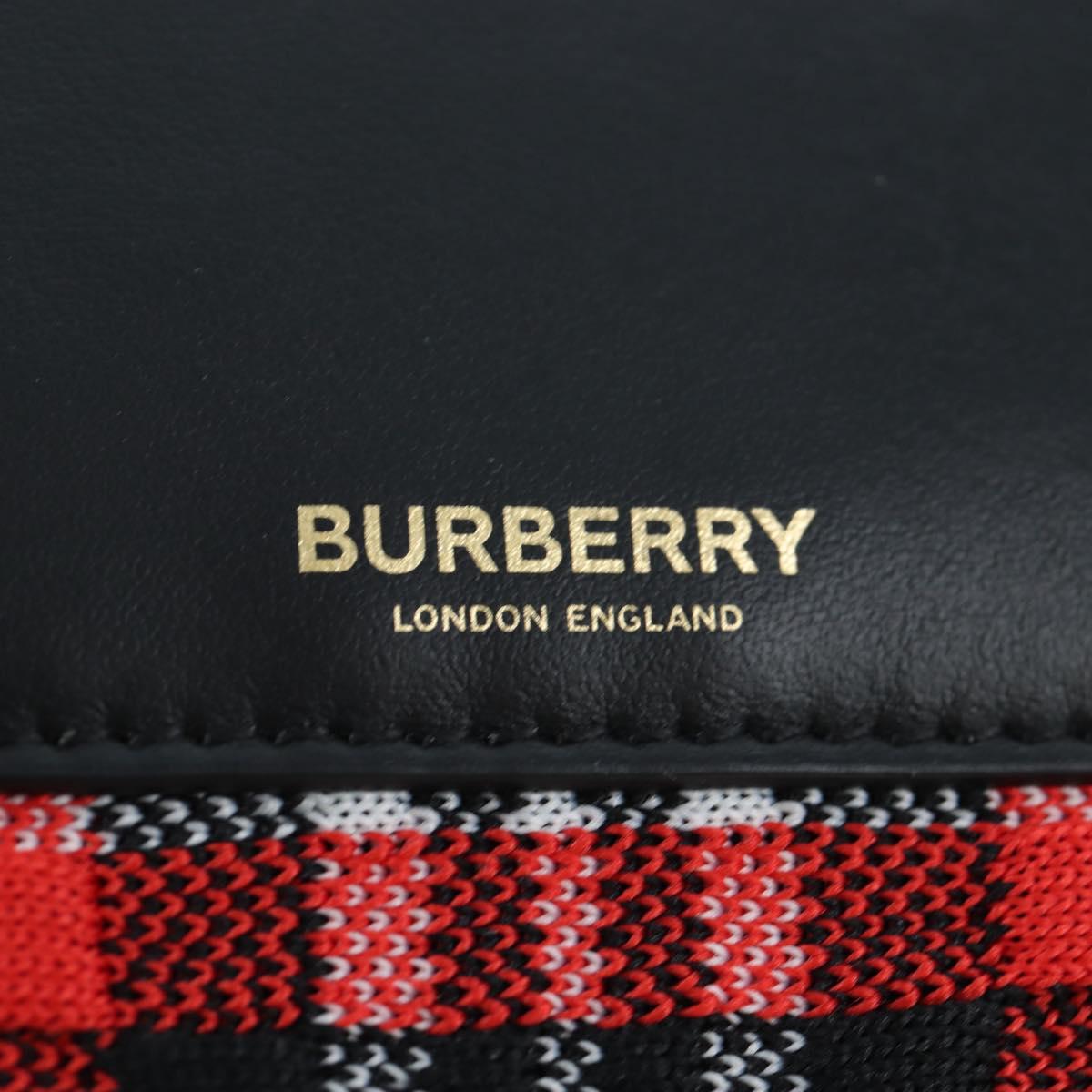 BURBERRY Nova Check Shoulder Bag Canvas Red Gold Auth ki6799M