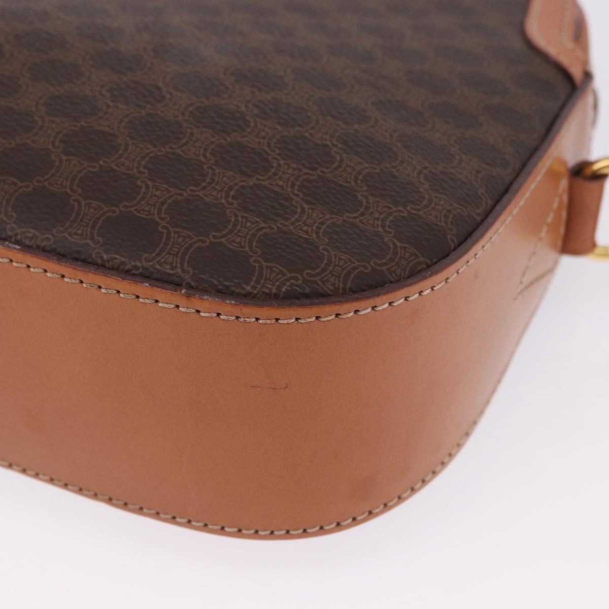 CELINE Macadam Canvas Shoulder Bag PVC Leather Brown Gold Auth ki6803V