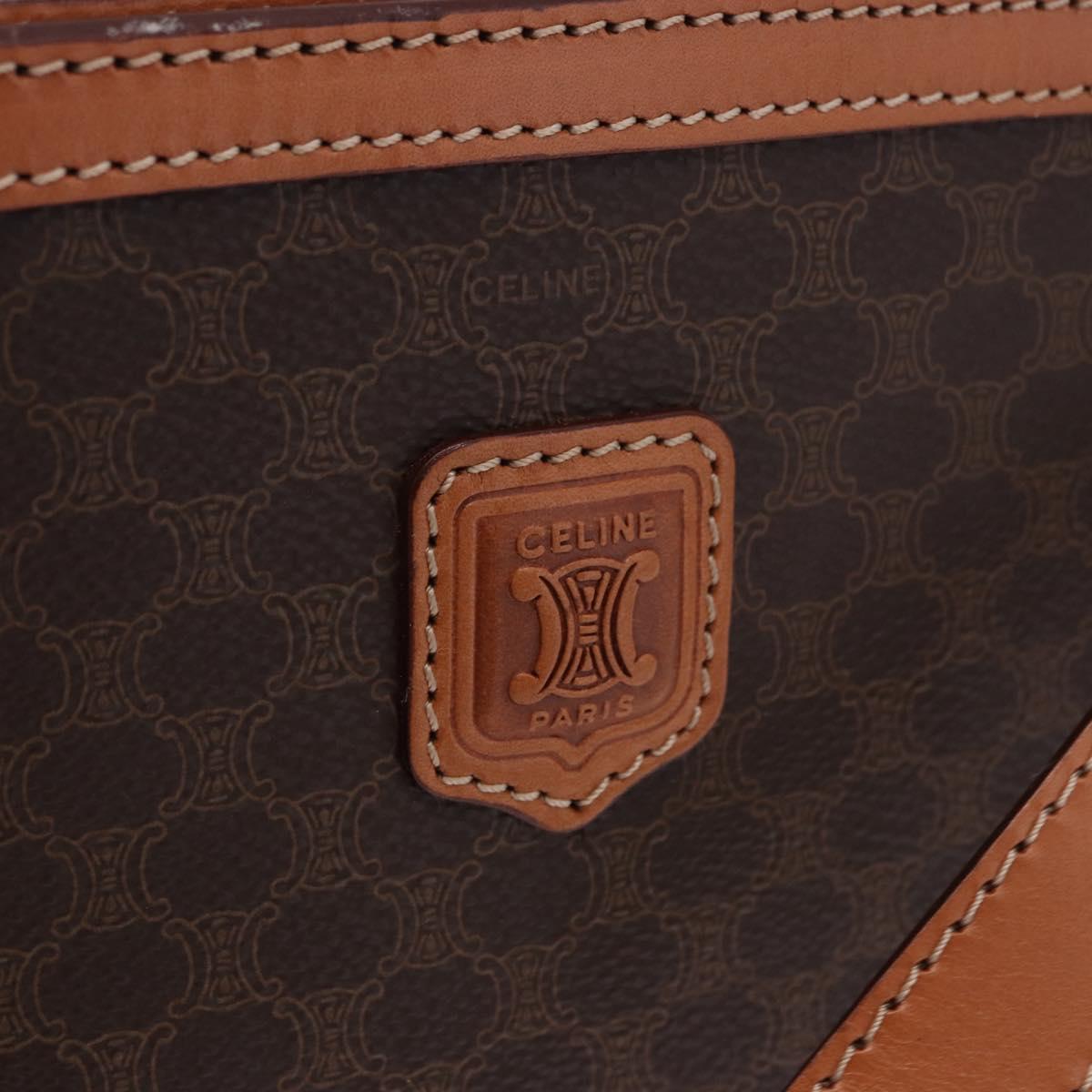 CELINE Macadam Canvas Shoulder Bag PVC Leather Brown Gold Auth ki6803V
