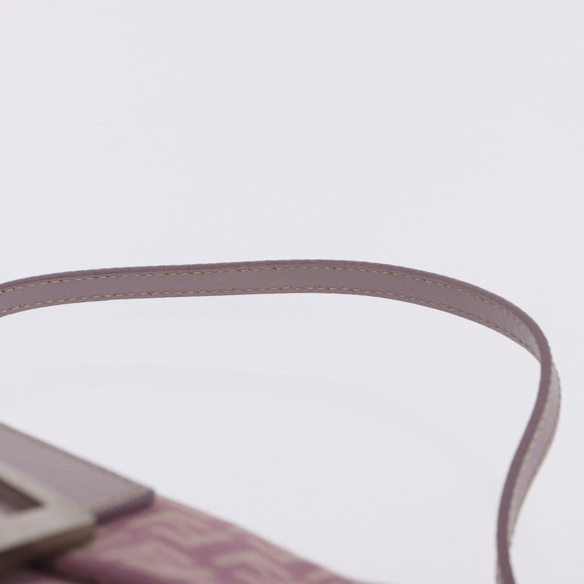 FENDI Zucchino Canvas Mini Mamma Baguette Bag Purple Silver Auth ki6806M
