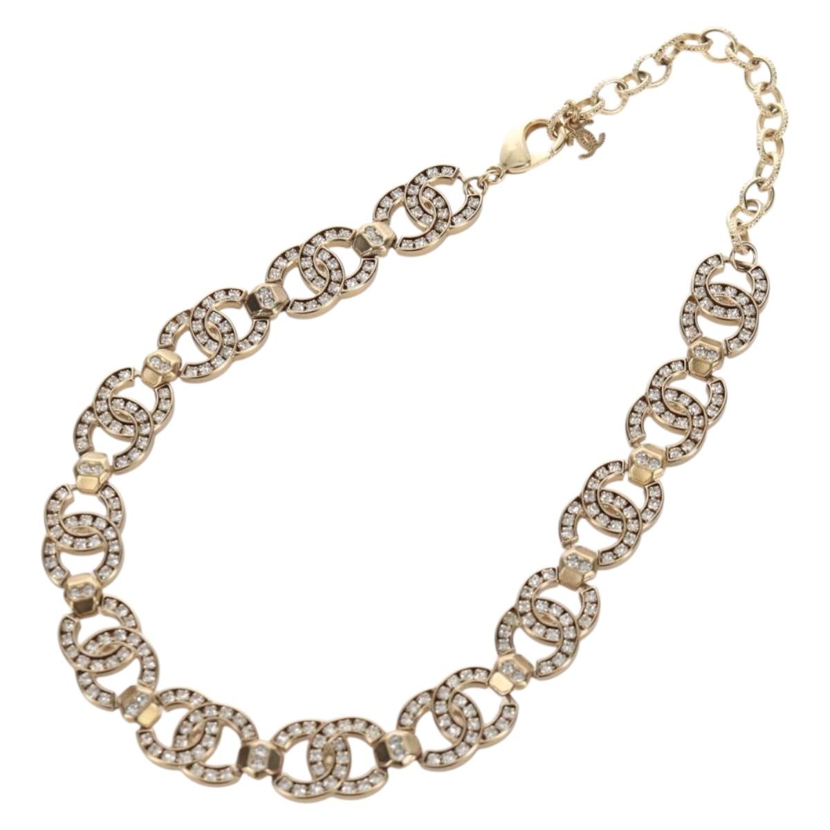 CHANEL Necklace metal Gold CC Auth ki6807M