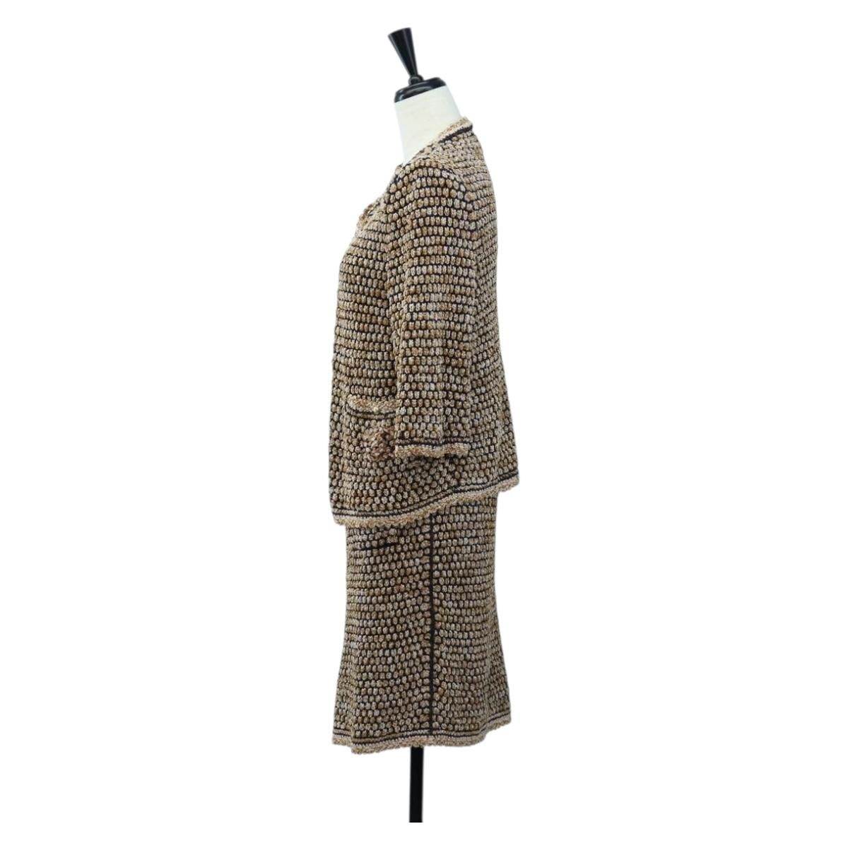 CHANEL skirt Jacket Nylon setup Gold CC Auth ki6808M
