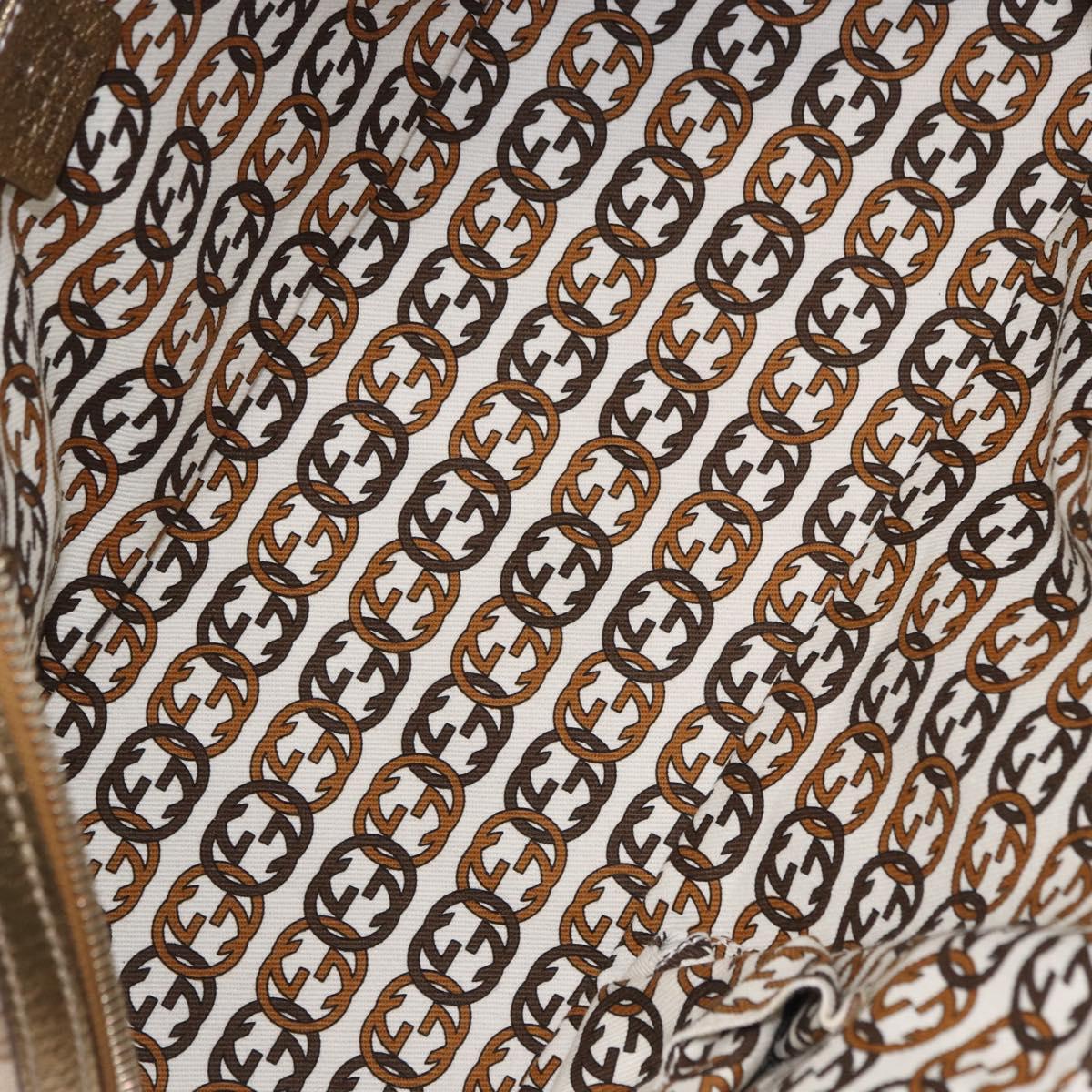 GUCCI GG Canvas Hand Bag Leather Beige Gold 161720 Auth ki6809V