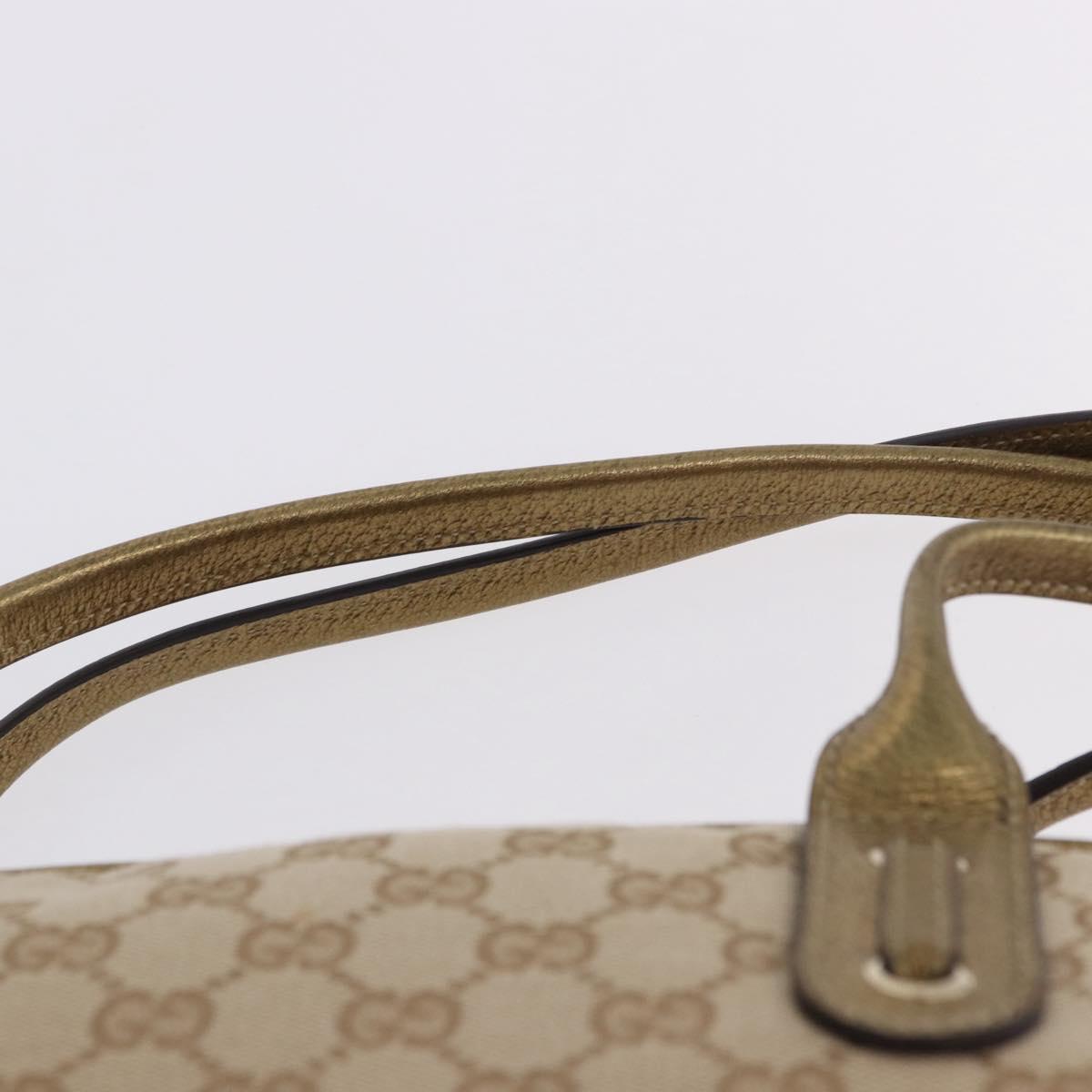 GUCCI GG Canvas Hand Bag Leather Beige Gold 161720 Auth ki6809V