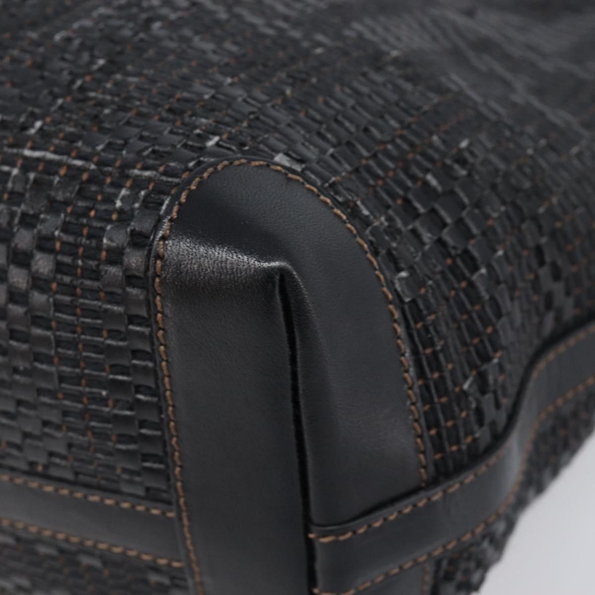 FENDI Zucca Canvas Tote Bag Leather Black Auth ki6810
