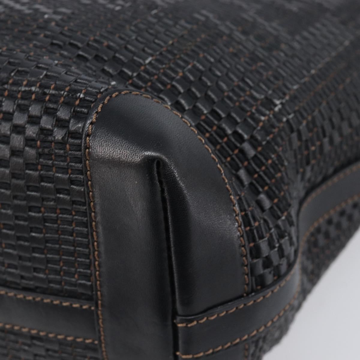 FENDI Zucca Canvas Tote Bag Leather Black Auth ki6810