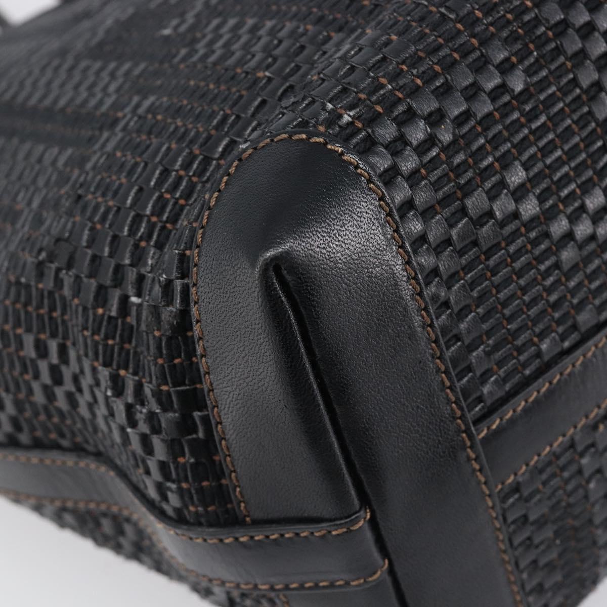 FENDI Zucca Canvas Tote Bag Leather Black Auth ki6810