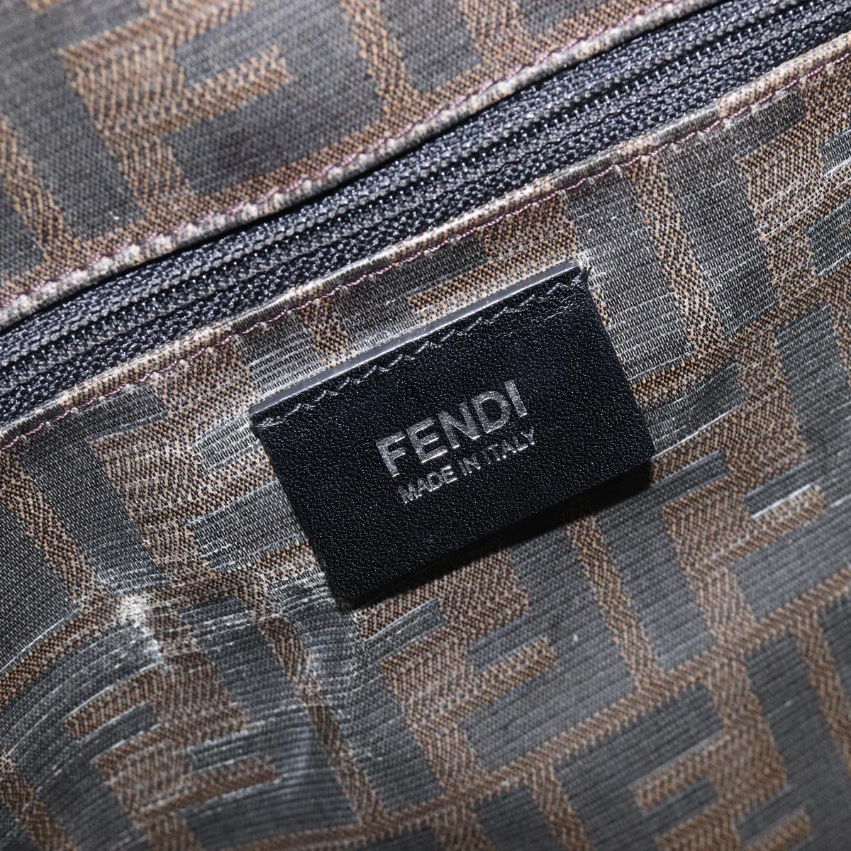 FENDI Zucca Canvas Tote Bag Leather Black Auth ki6810