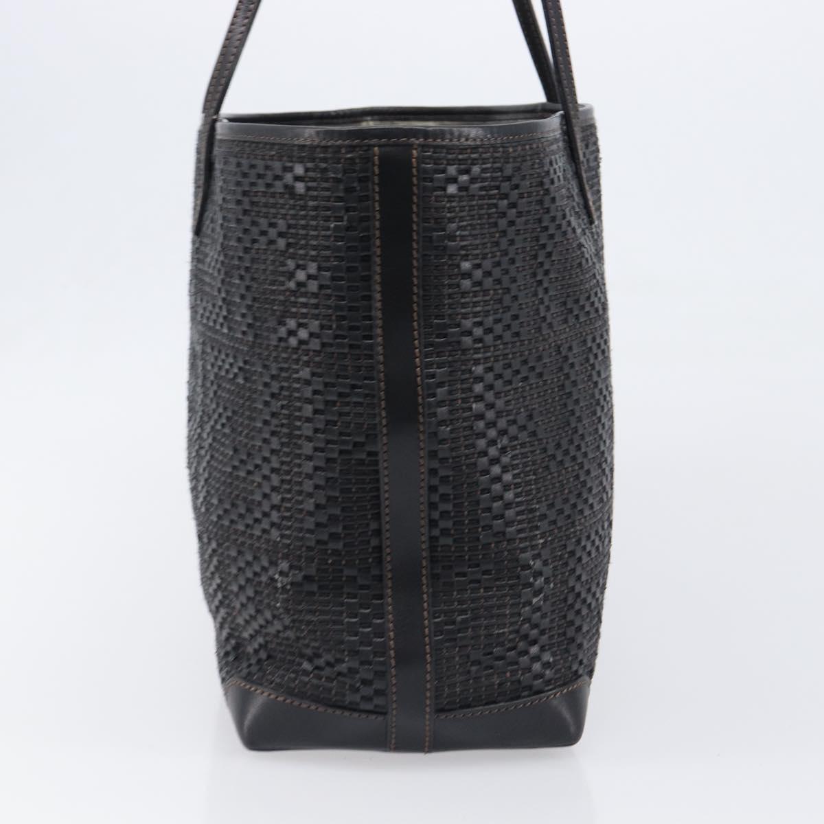 FENDI Zucca Canvas Tote Bag Leather Black Auth ki6810