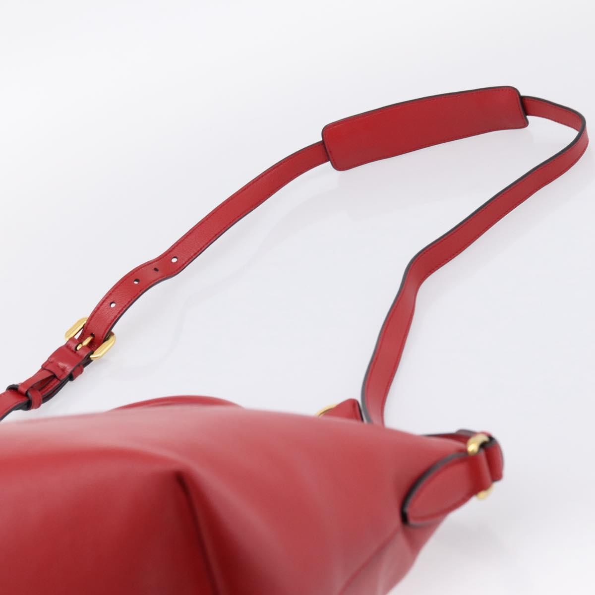 PRADA Hand Bag Leather 2way Red Gold Auth ki6814V
