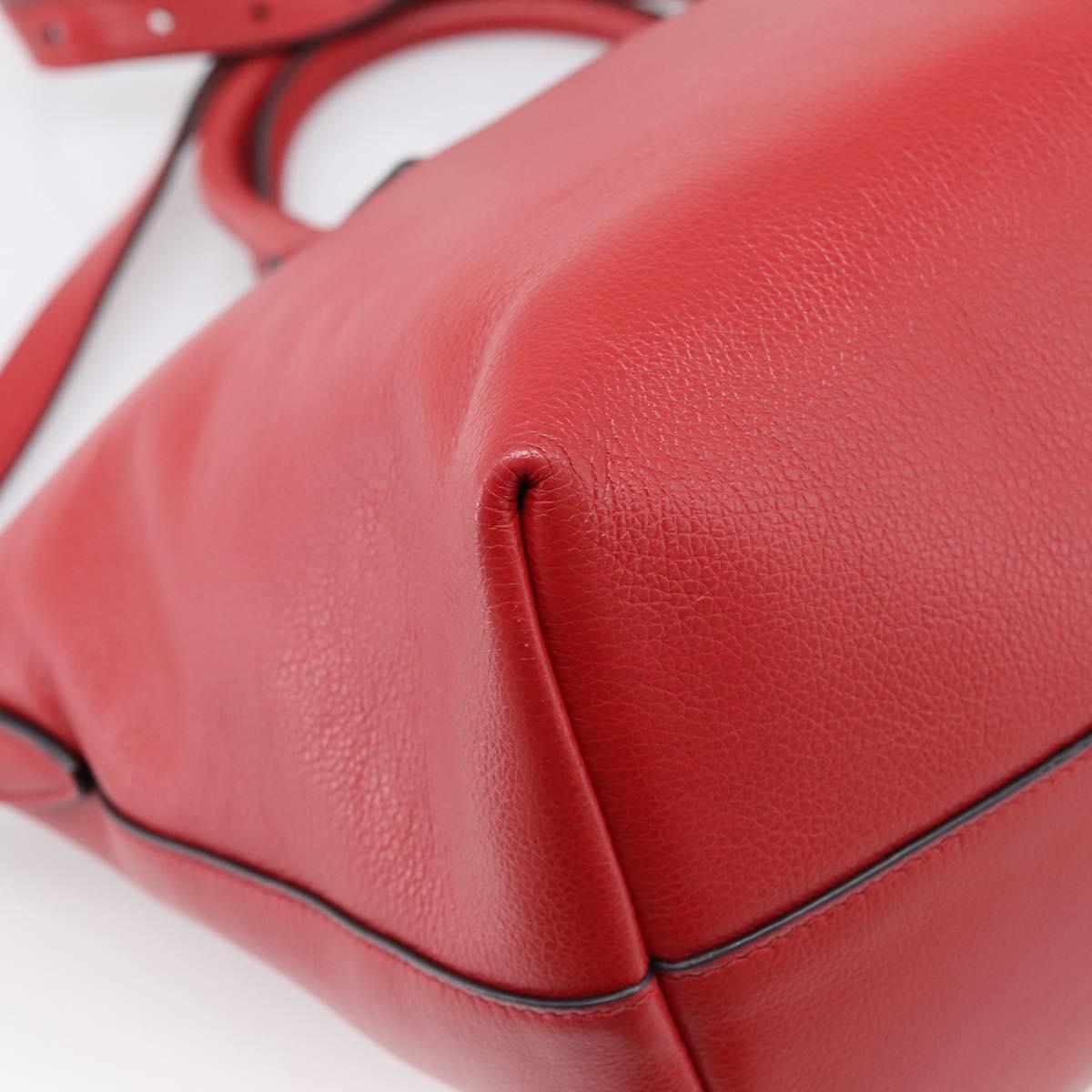 PRADA Hand Bag Leather 2way Red Gold Auth ki6814V
