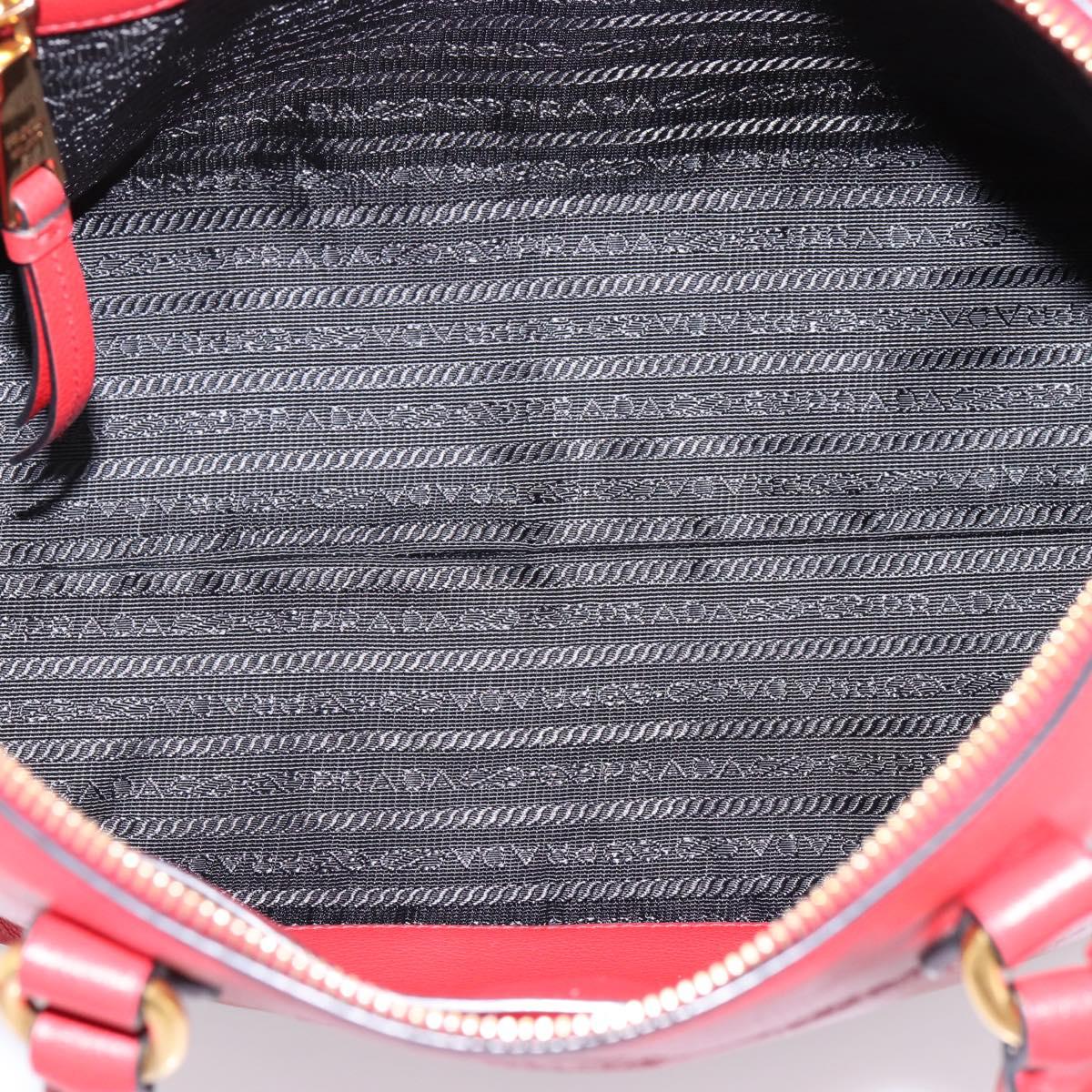 PRADA Hand Bag Leather 2way Red Gold Auth ki6814V