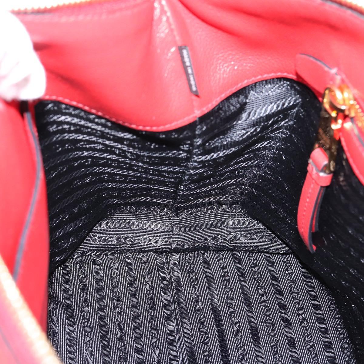 PRADA Hand Bag Leather 2way Red Gold Auth ki6814V
