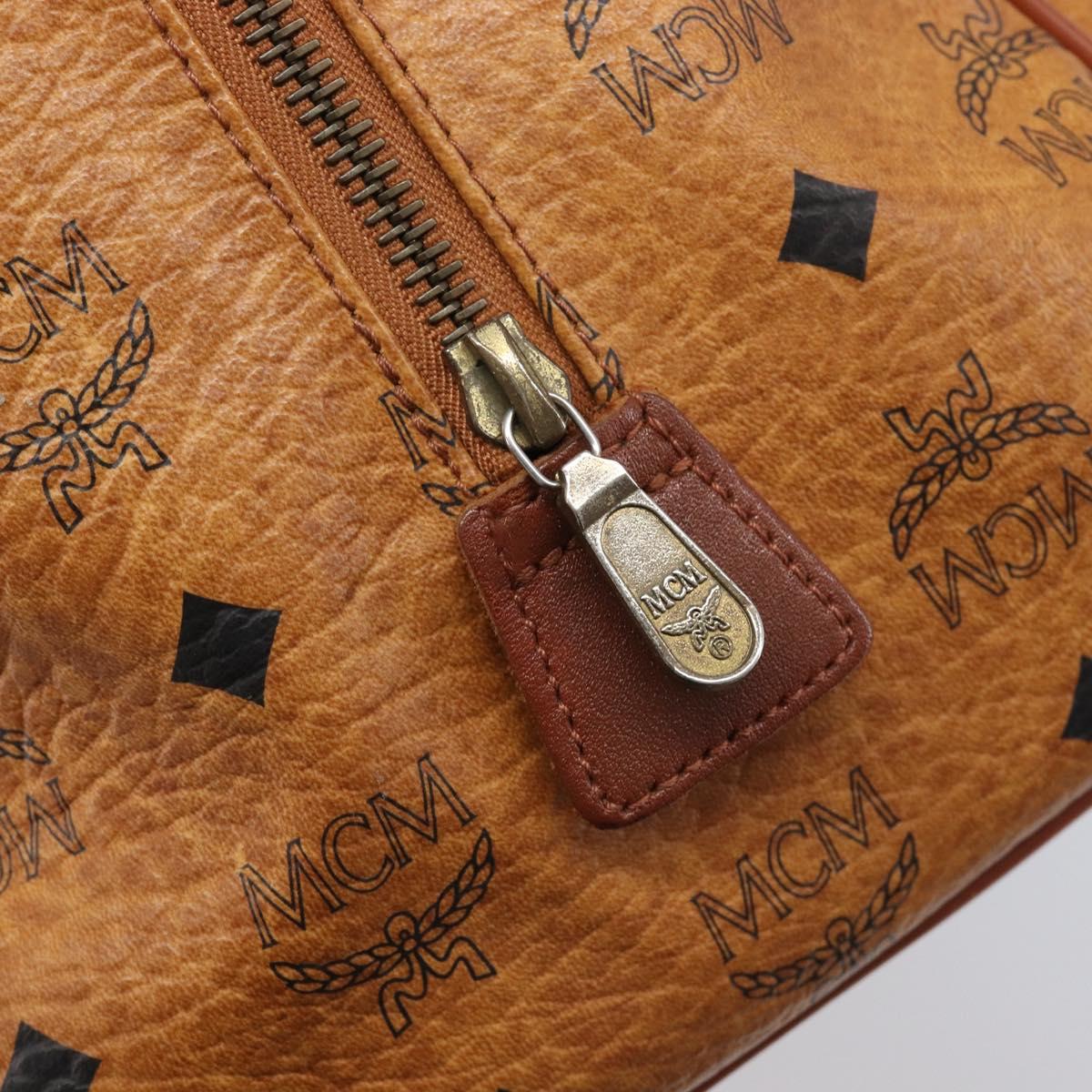 MCM Vicetos Logogram Mini Boston Bag PVC Leather Brown Gold Auth ki6815